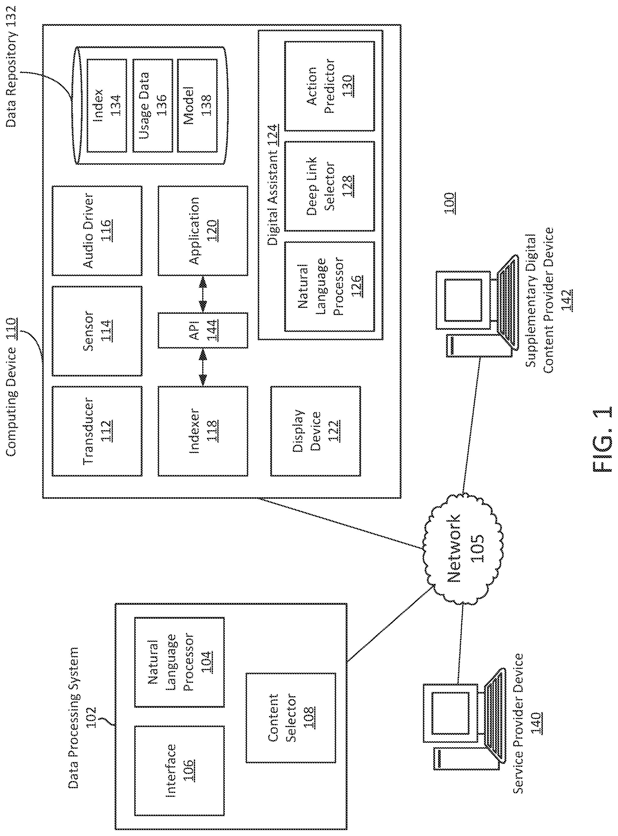 Patent US12327557 — Indexing application actions for voice-based execution — Figure 1