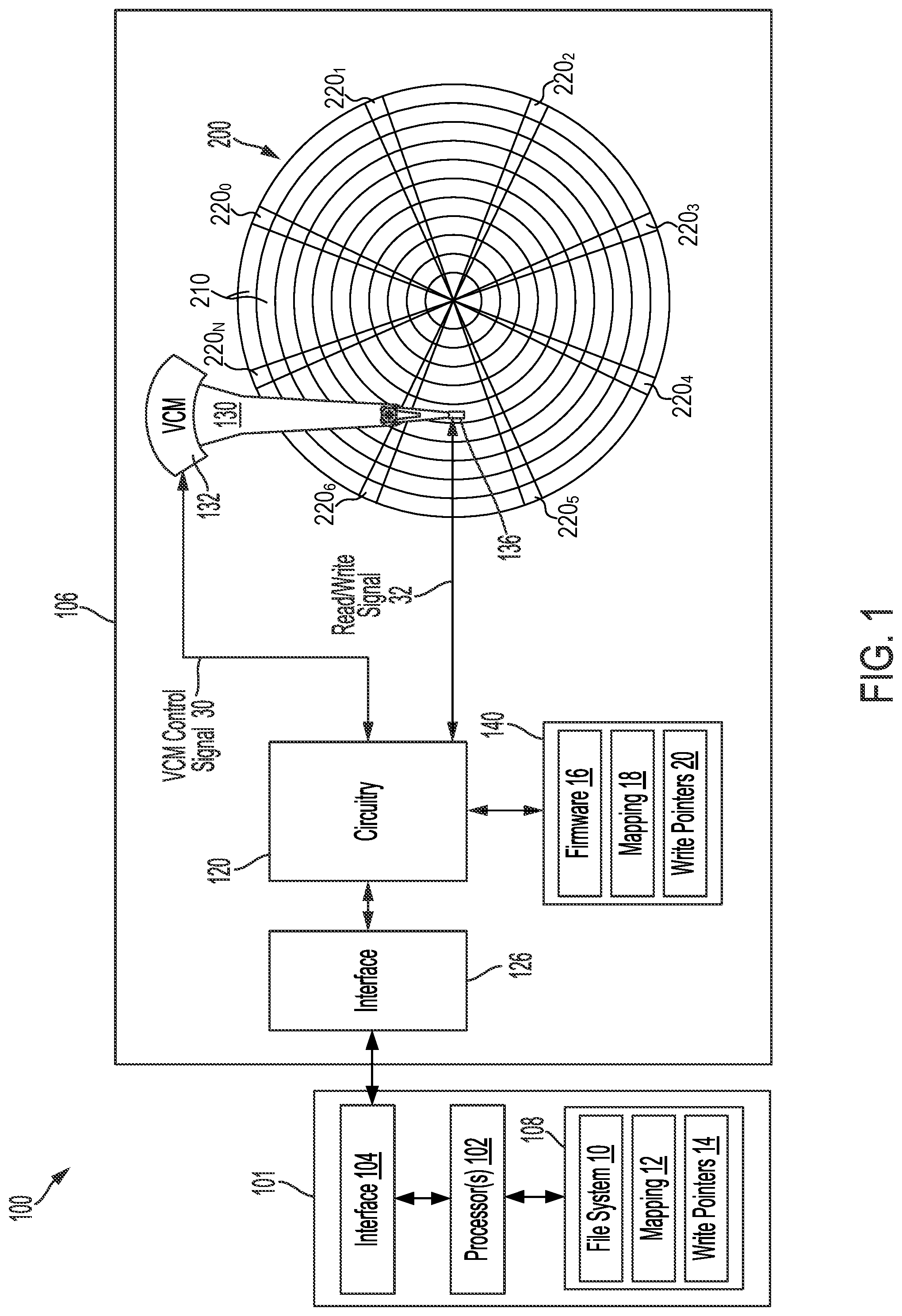 Patent US12327576 — Adjustable sub-regions for shingled magnetic recording — Figure 1