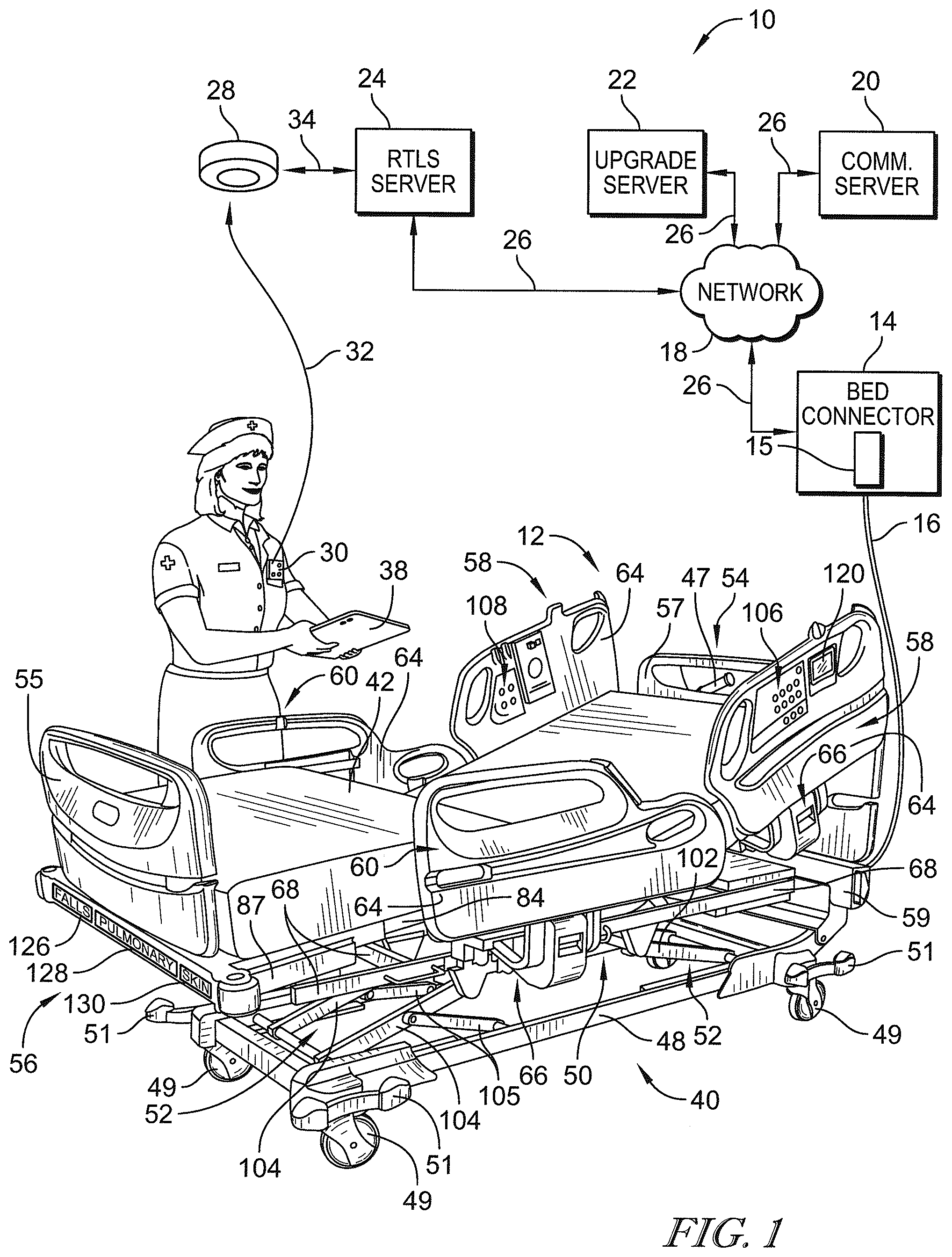 Patent US12327631 — Apparatus and method for updating software in a patient support apparatus using a memory toggle — Figure 1