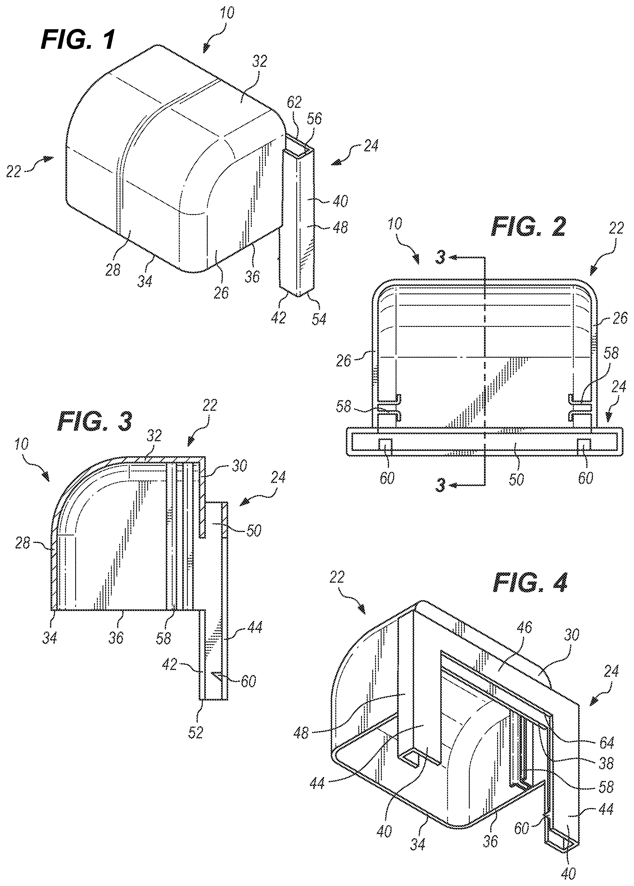 Patent US12327668 Figure 1 – Universal cap for arrester brackets