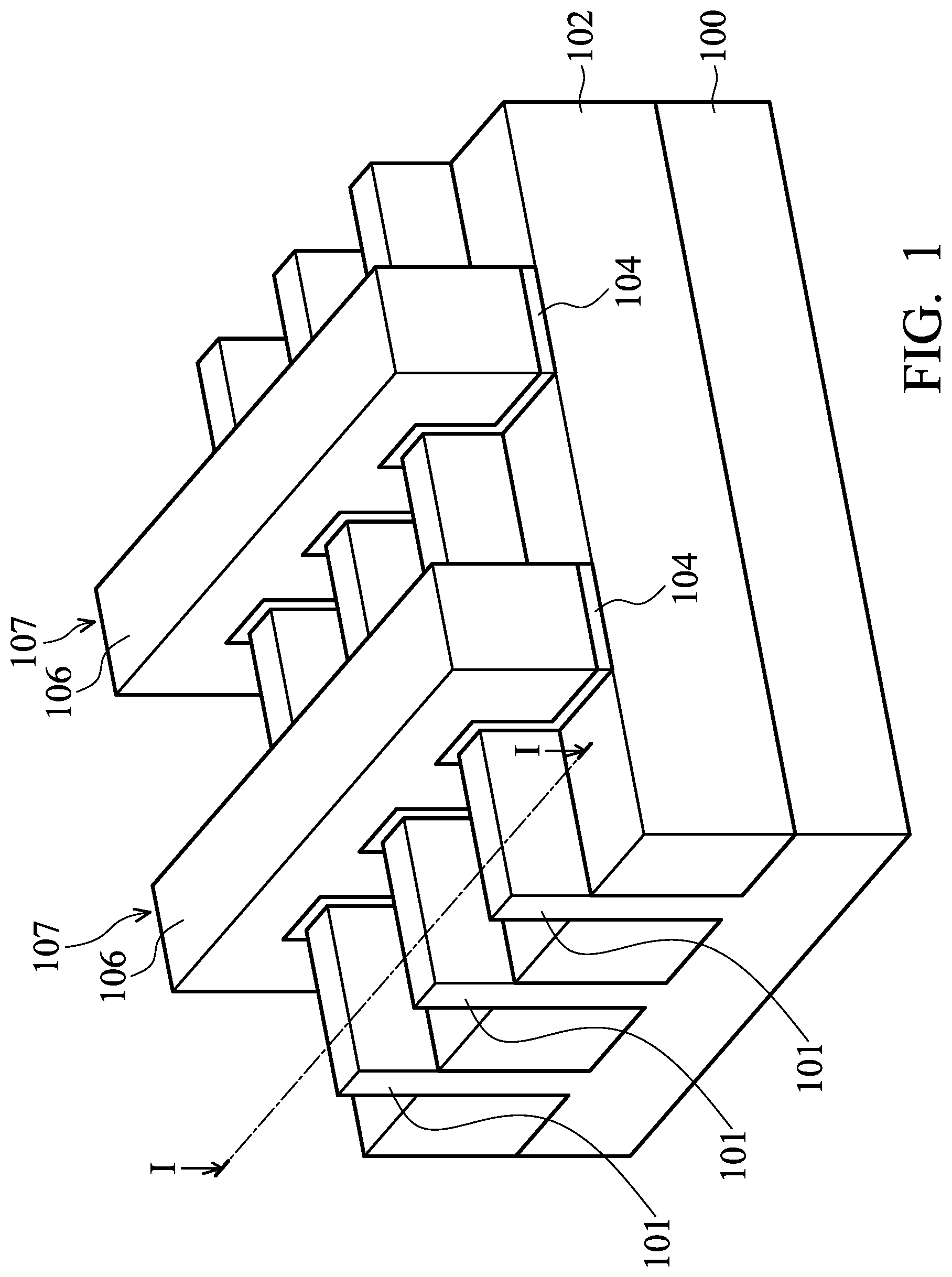 Patent US12327765 Figure 1 – Semiconductor device with contact structures