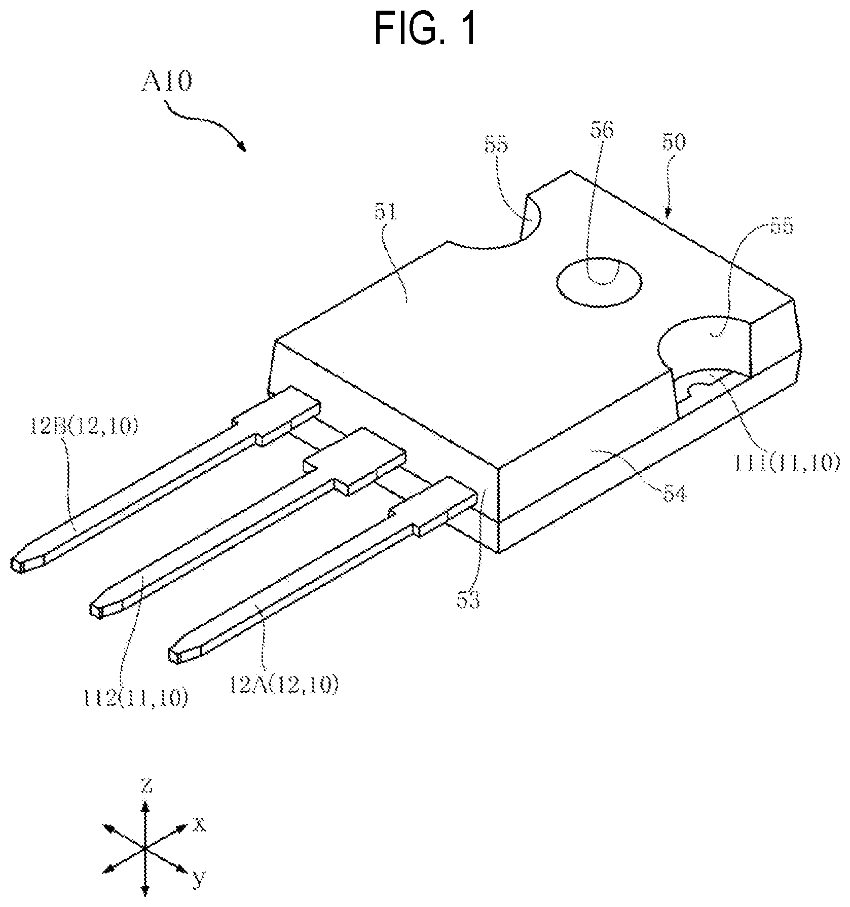Patent US12327780 — Semiconductor device including a lead and a sealing resin — Figure 1