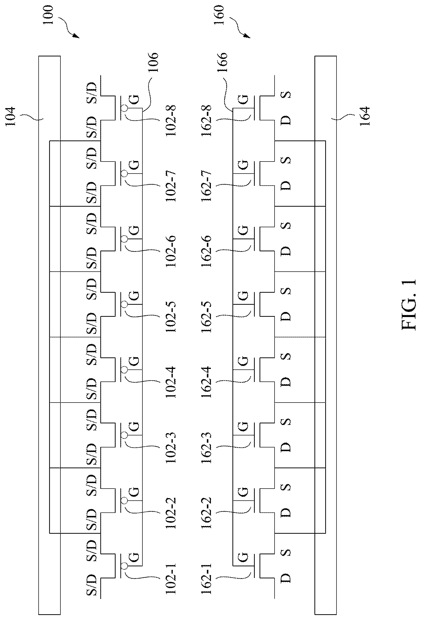 Patent US12327786 — Decoupling capacitors with back side power rails — Figure 1