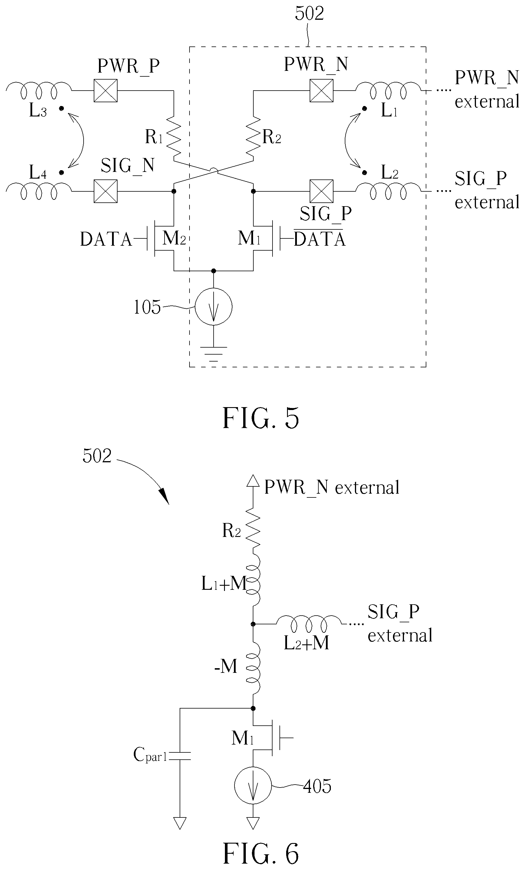 Patent US12327806 — Semiconductor die with peculiar bond pad arrangement for leveraging mutual inductance between bond wires to realize bond wire T-coil circuit with equivalent negative inductance — Figure 1