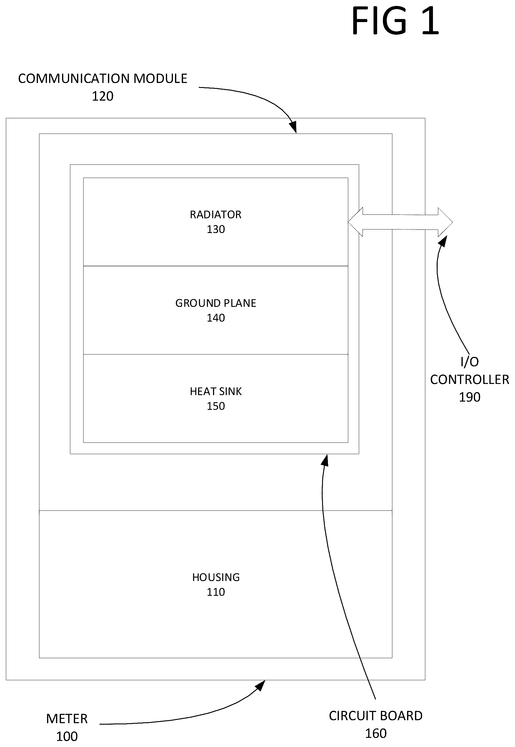 Patent US12327908 Figure 1 – Antenna with a heat sink for a meter