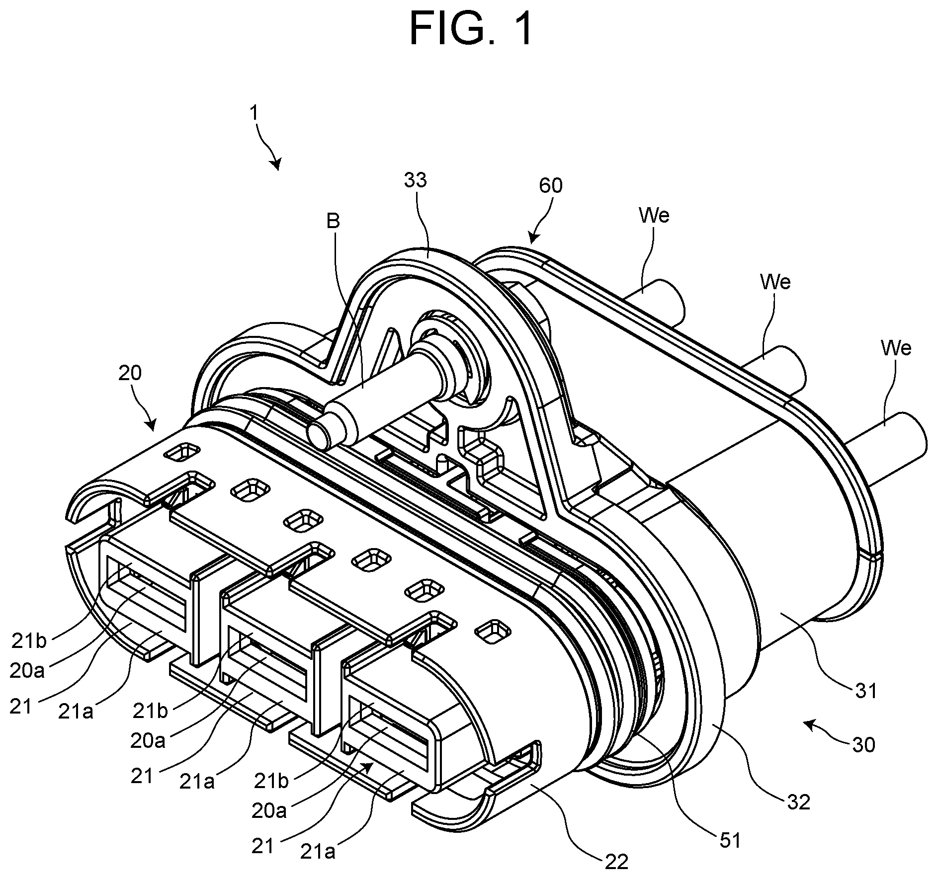 Patent US12327952 — Electrical connector with retaining member — Figure 1