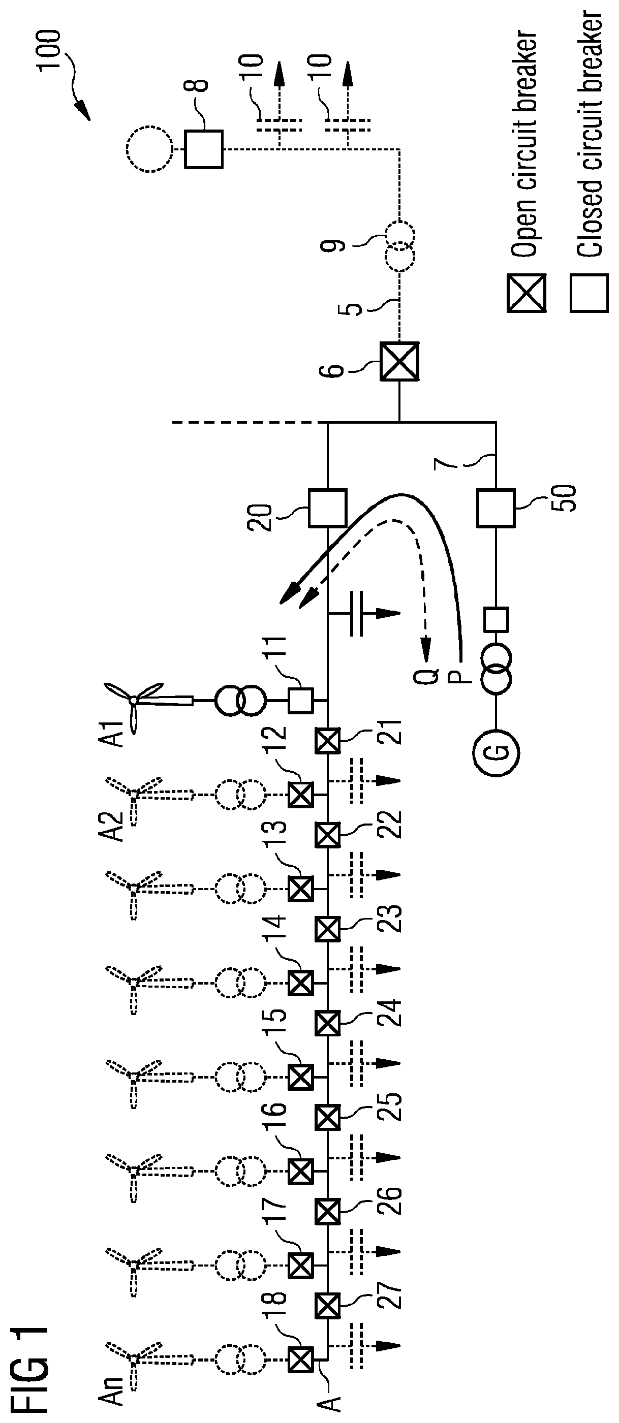 Patent US12328008 — Method of supplying power to a wind farm in a low wind condition — Figure 1