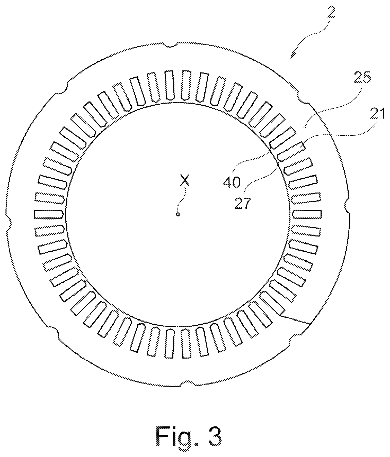 Patent US12328031 Figure 2 – Stator for a rotating electrical machine