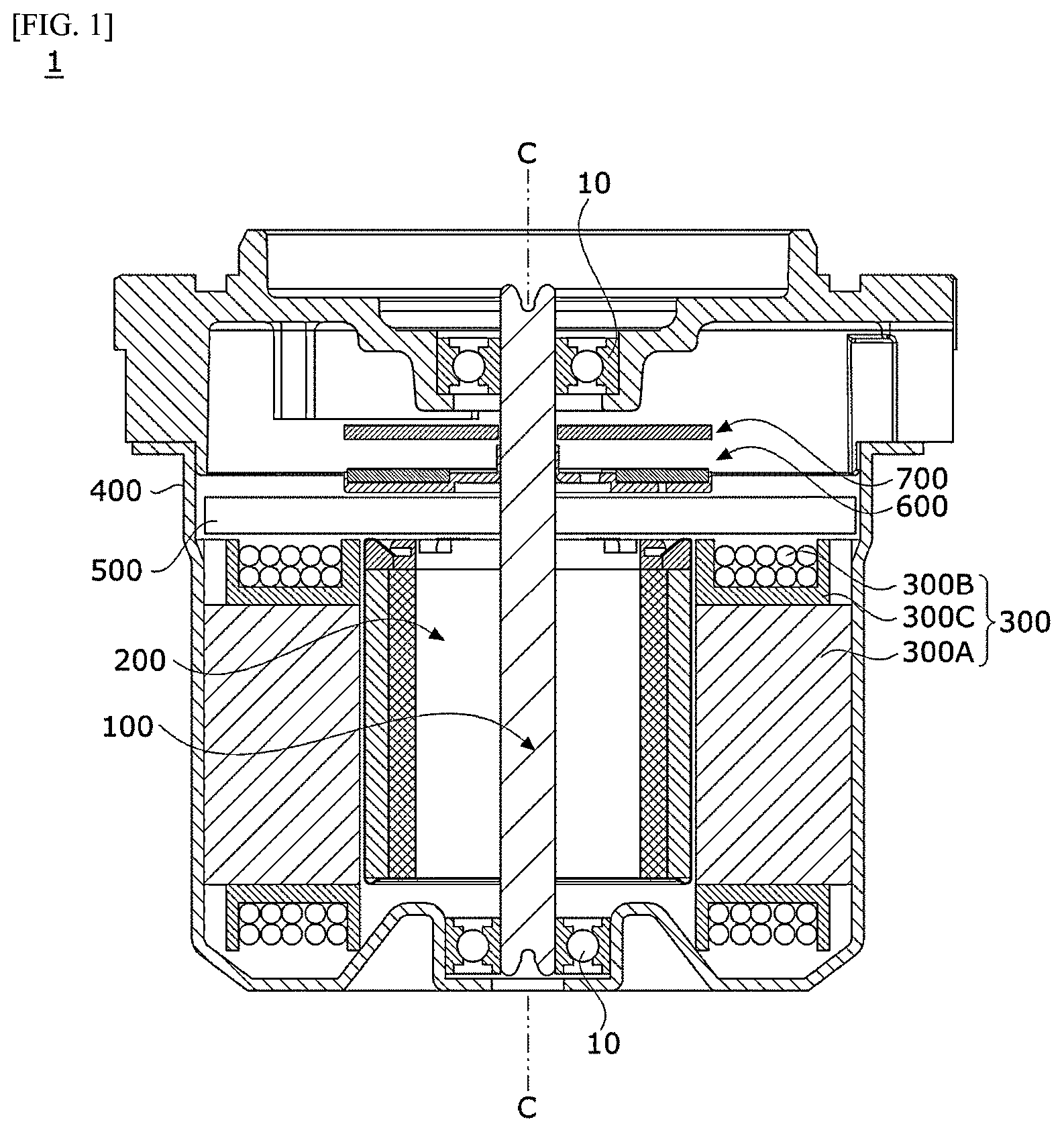 Patent US12328035 — Motor having rotor structure with grooves to reduce cogging torque — Figure 1