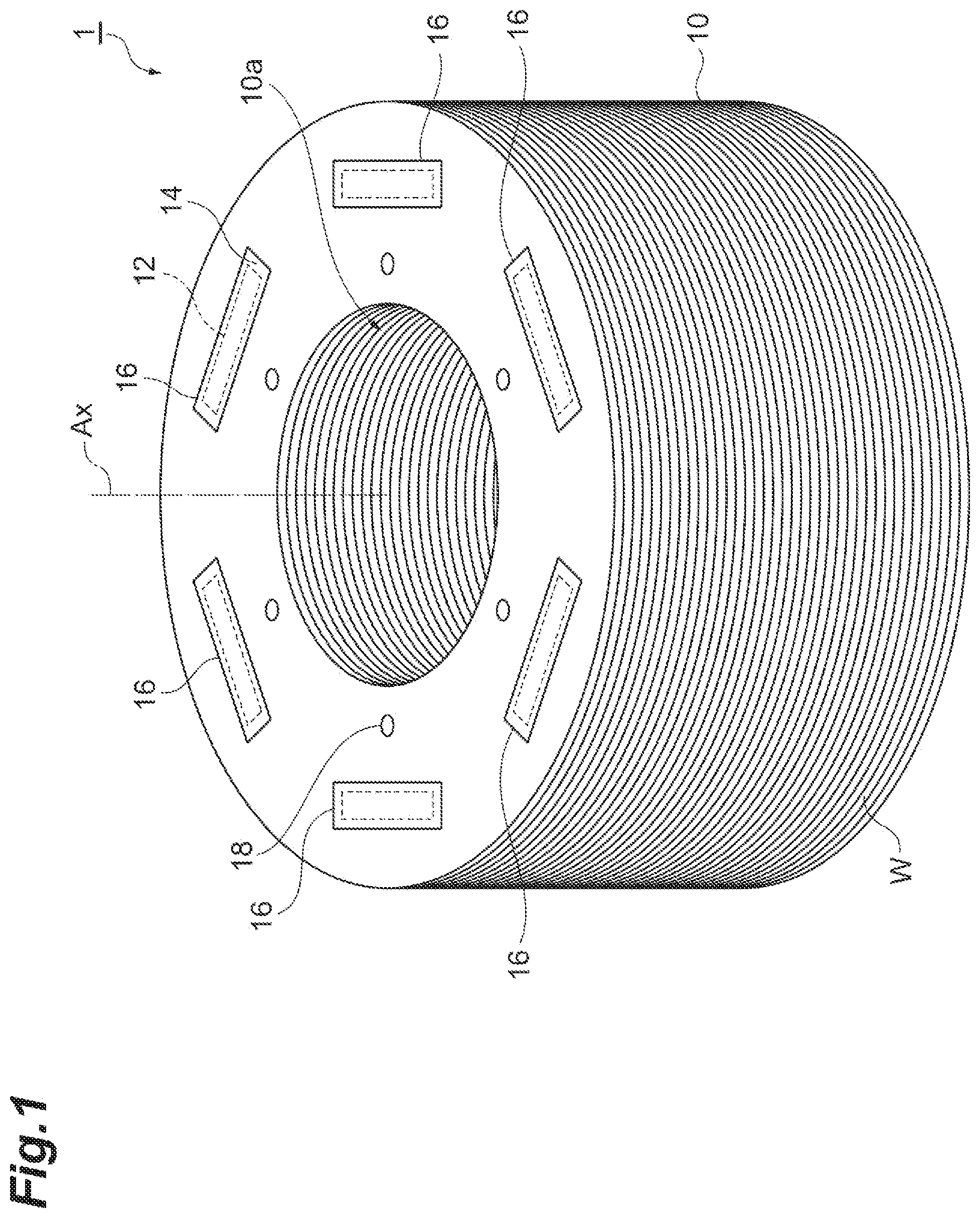 Patent US12328040 — Method of producing iron core product and apparatus for producing iron core product — Figure 1