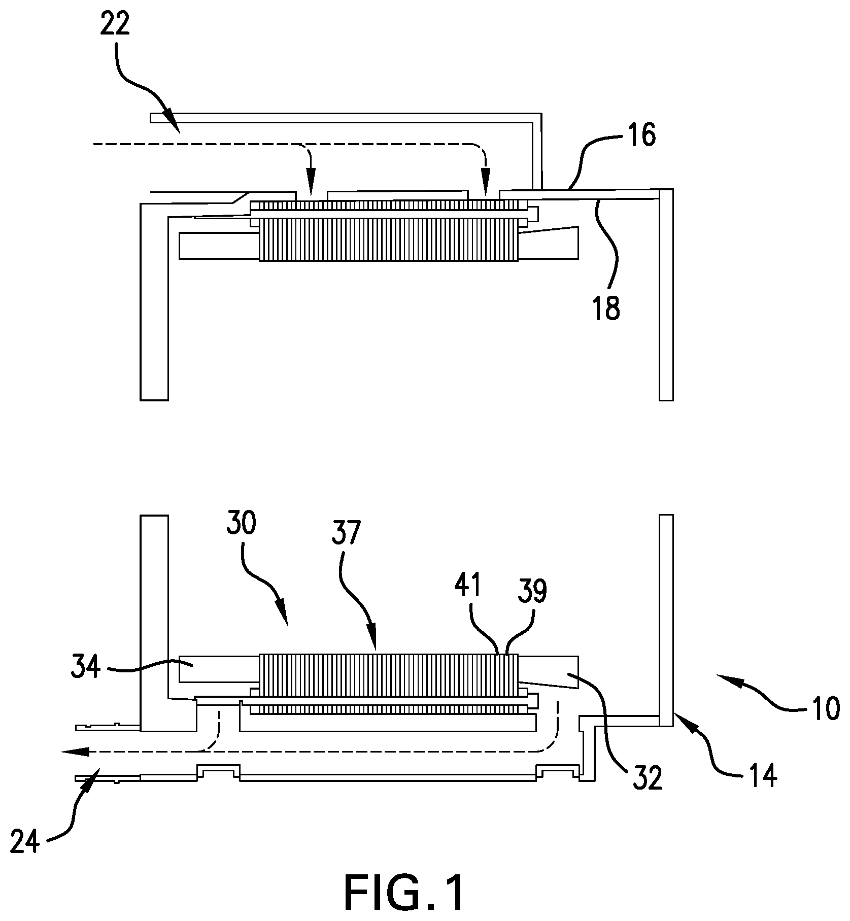 Patent US12328058 — Integrated stator cooling jacket system — Figure 1