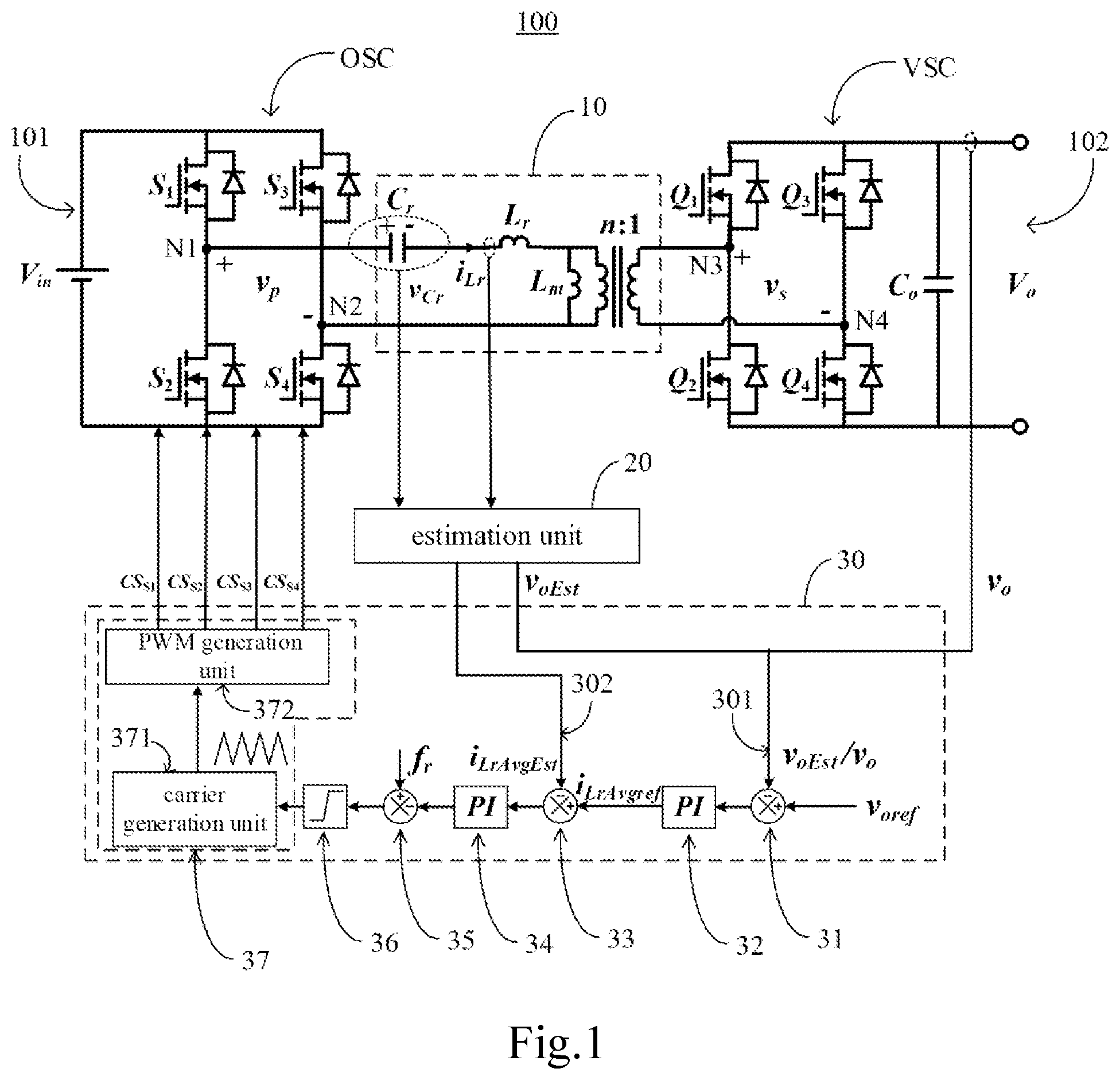 Patent US12328065 — Method for estimating parameters of resonant converter, method for controlling resonant converter and resonant converter — Figure 1