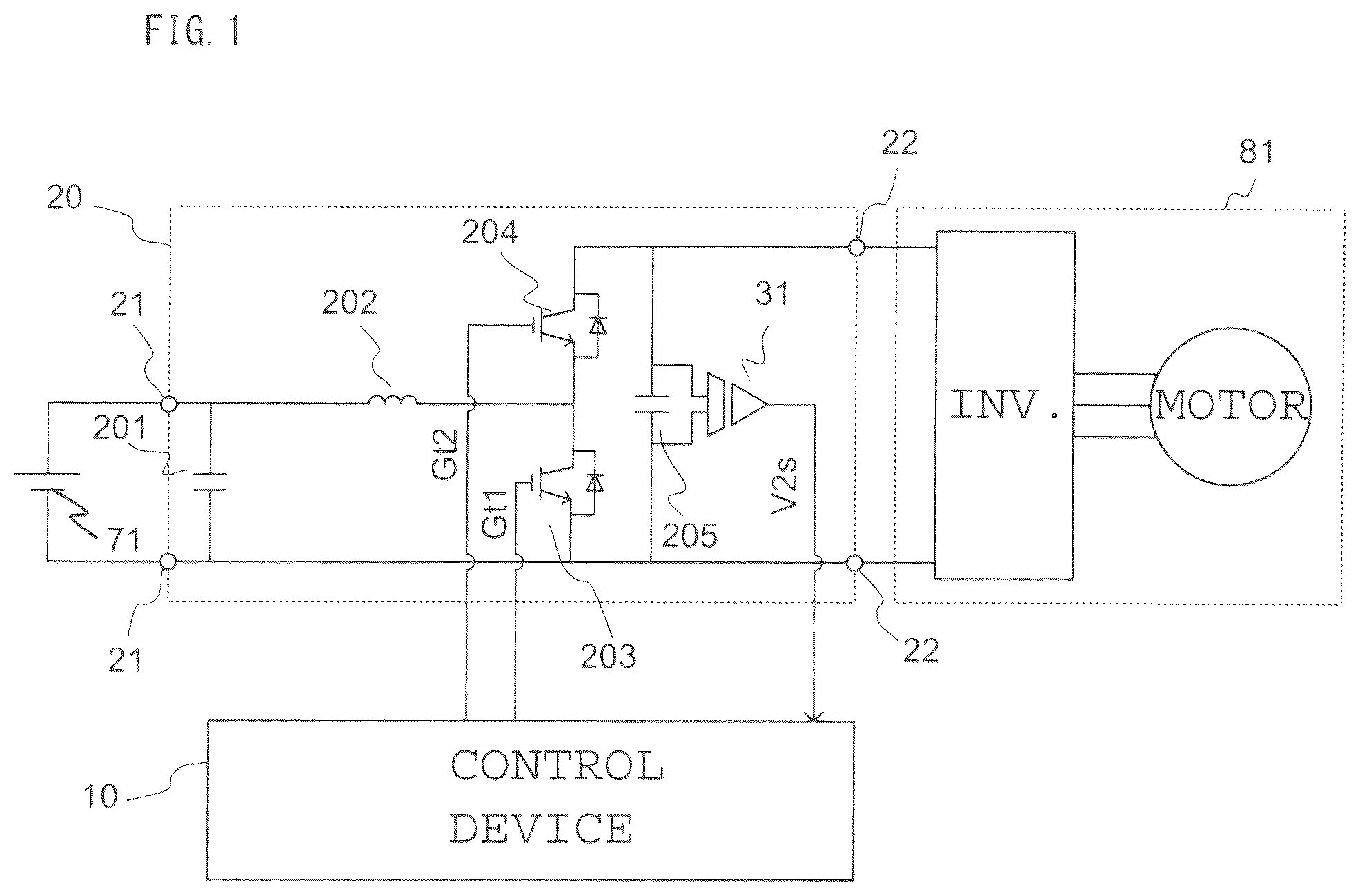 Patent US12328069 — Device for controlling power conversion circuit — Figure 1