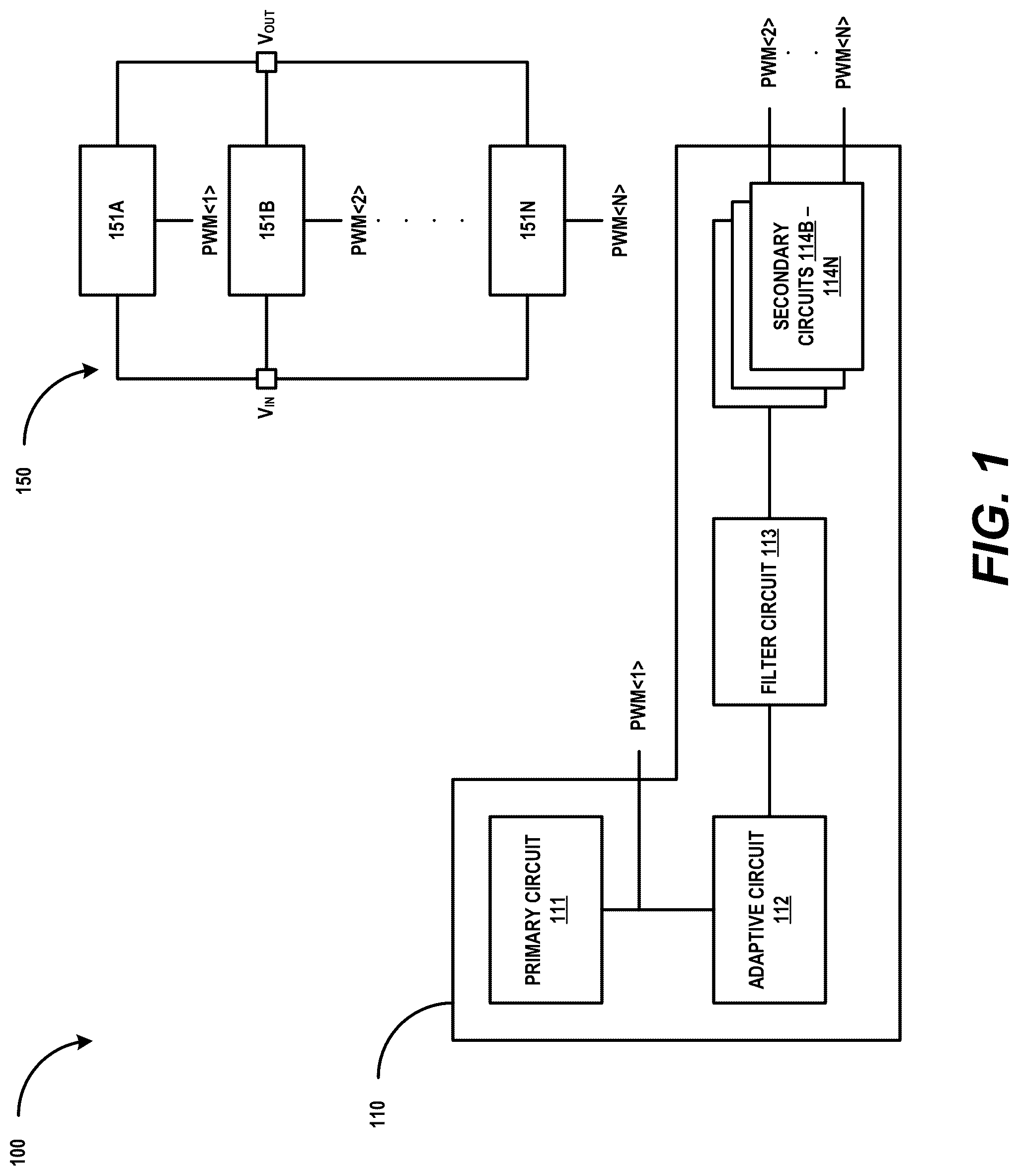 Patent US12328070 Figure 1 – Constant-on-time power converter with adaptive interleaving