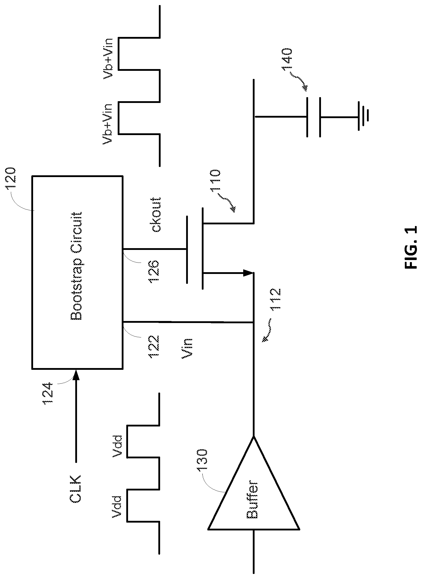 Patent US12328112 — Non-overlapping generation technique for bootstrap switches — Figure 1