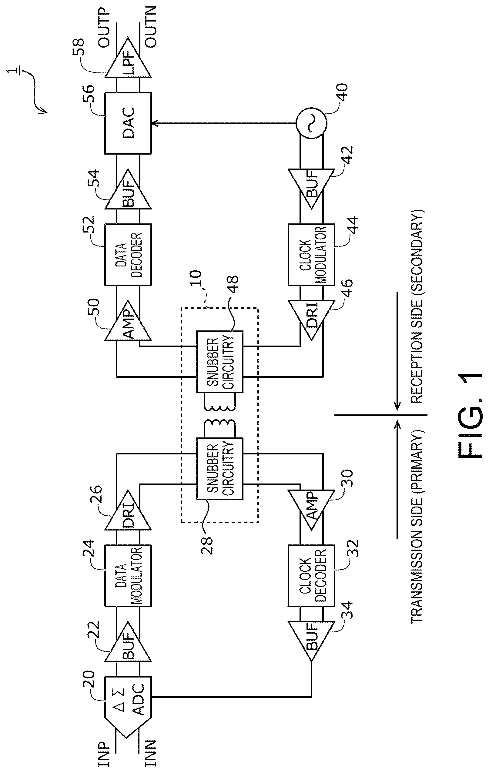Patent US12328116 — Signal transmission circuitry and snubber circuitry — Figure 1