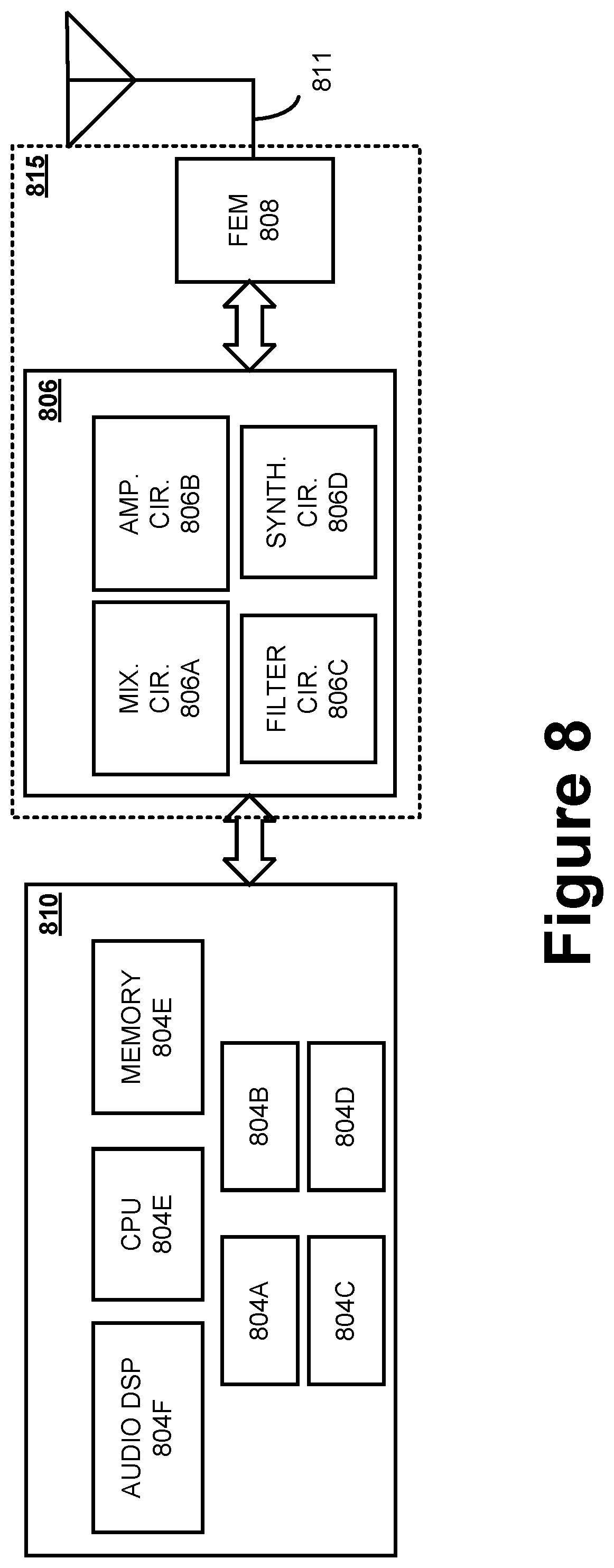 Patent US12328287 Figure 8 – Beam switching in intra-band non-contiguous carrier aggregation
