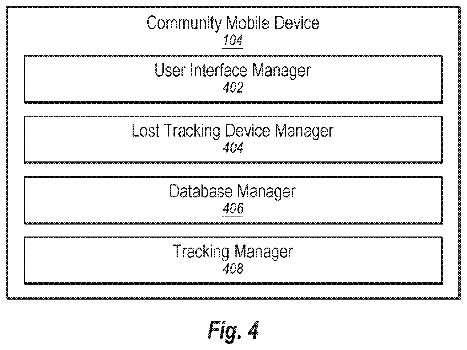 Patent US12328579 Figure 4 – End-to-end encryption with distributed key management in a tracking device environment
