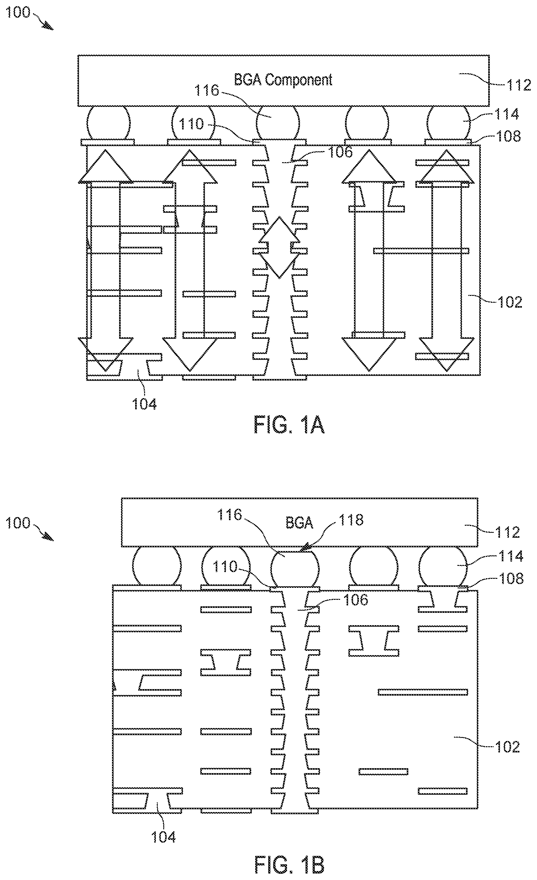 Patent US12328826 — Solder pads with concave edges for ball grid arrays — Figure 1