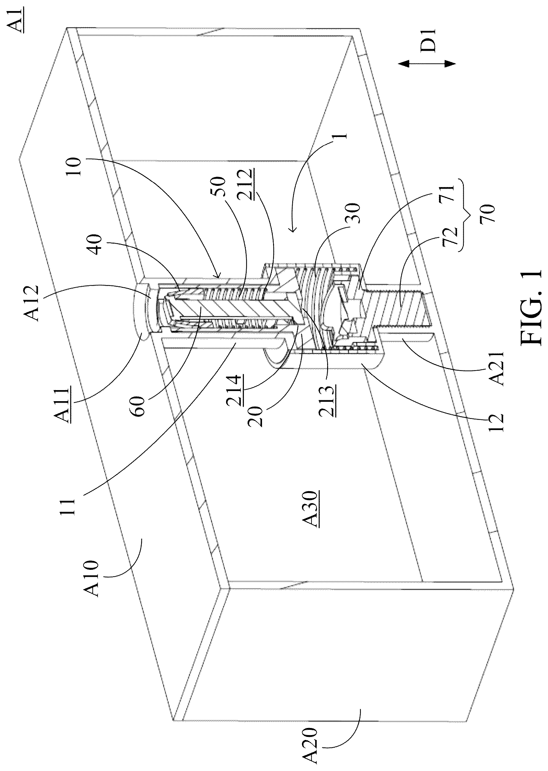 Patent US12328834 — Electronic devices with anti-disassembly mechanisms and the operation method thereof — Figure 1