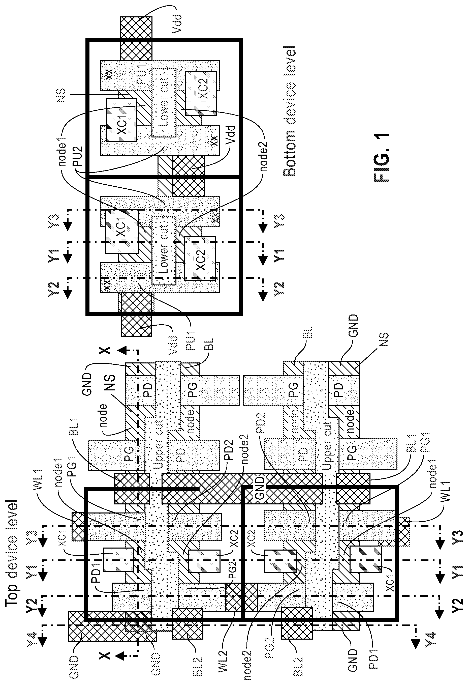 Patent US12328859 — Stacked FET SRAM — Figure 1
