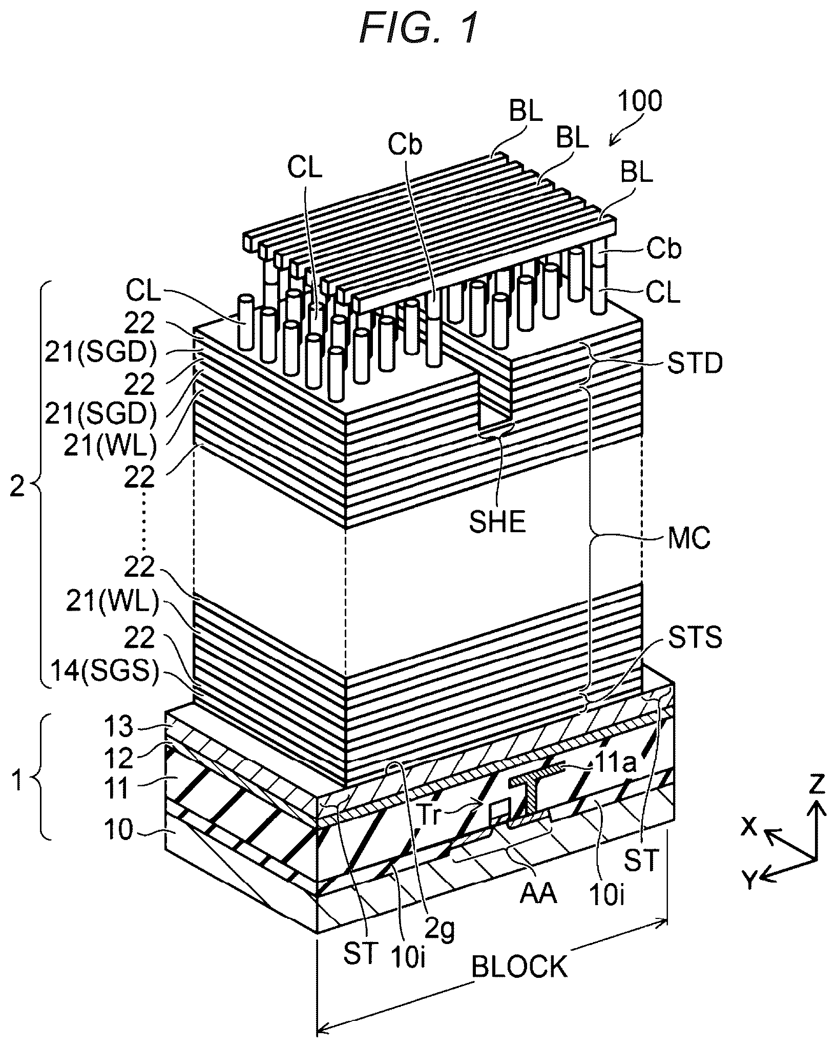 Patent US12328874 — Semiconductor storage device — Figure 1