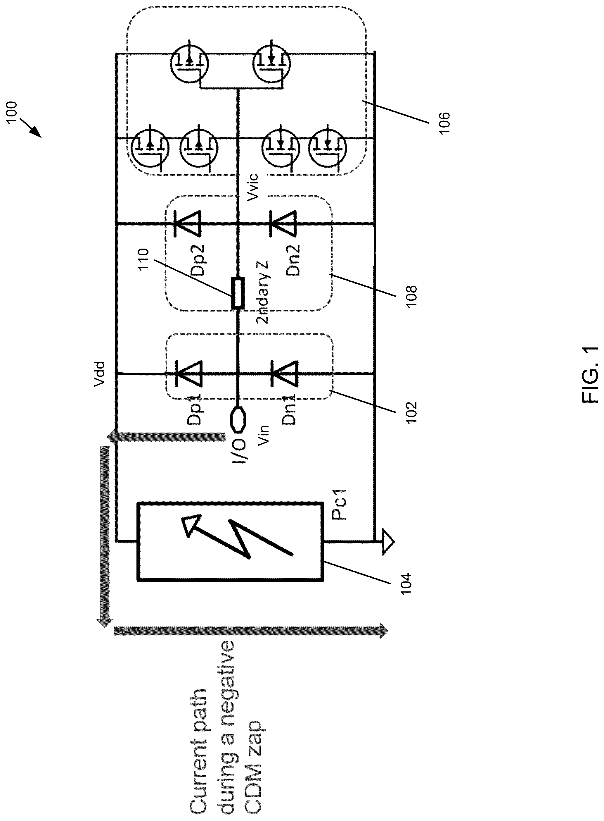 Patent US12328948 — Circuit and method for charge device model protection — Figure 1