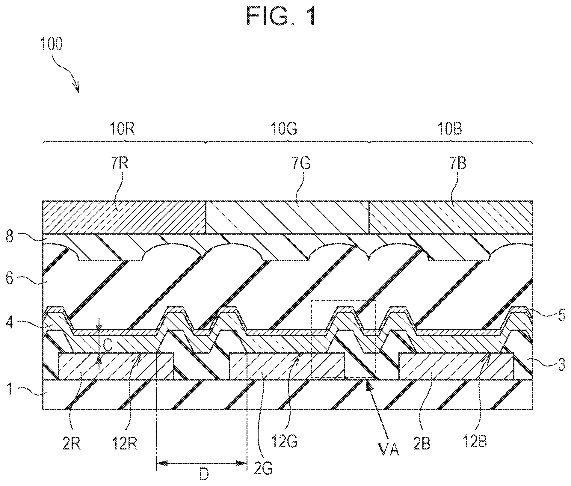 Patent US12328986 Figure 1 – Electronic device, display apparatus, photoelectric conversion apparatus, electronic apparatus, illumination apparatus, and moving object