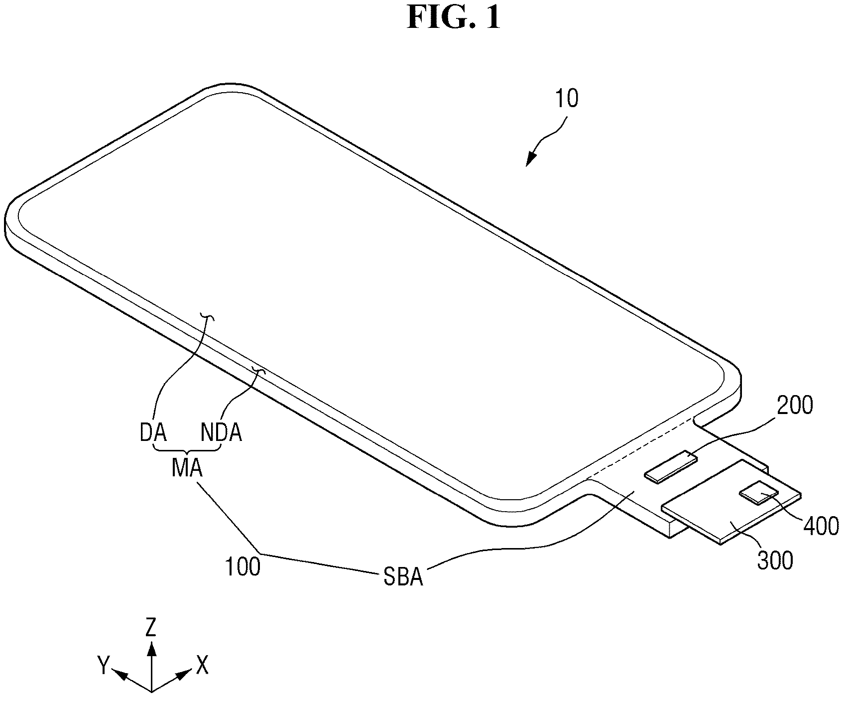 Patent US12328987 — Display device including reflection control layer having UV absorber — Figure 1