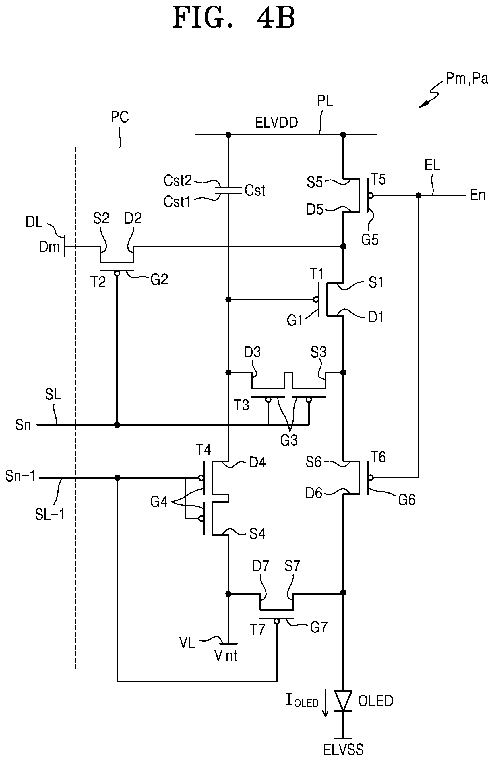 Patent US12329011 Figure 4 – Display device including auxiliary sub-pixels having connected intermediate layers