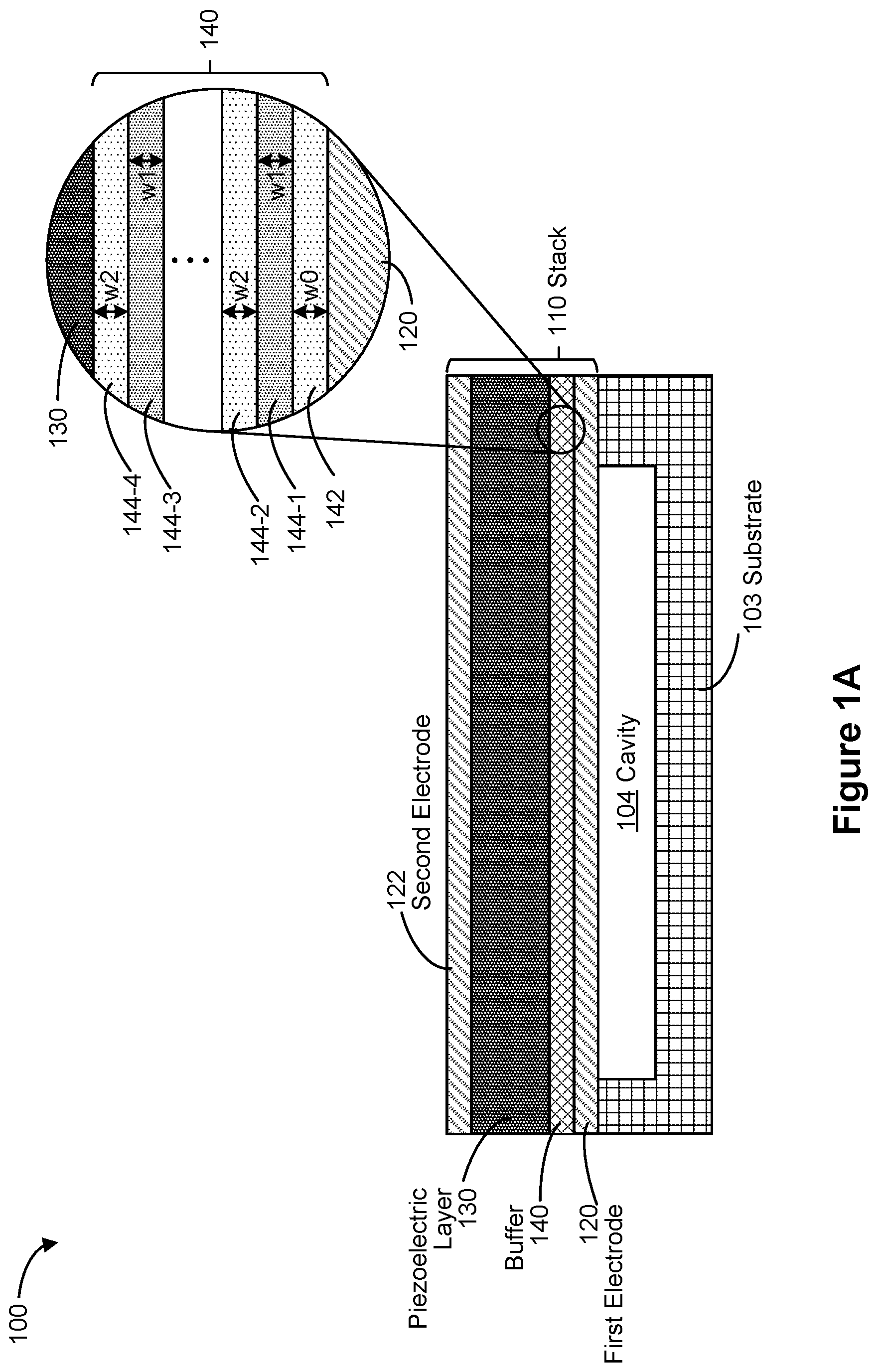 Patent US12329035 — Bulk acoustic wave resonator with improved structures — Figure 1