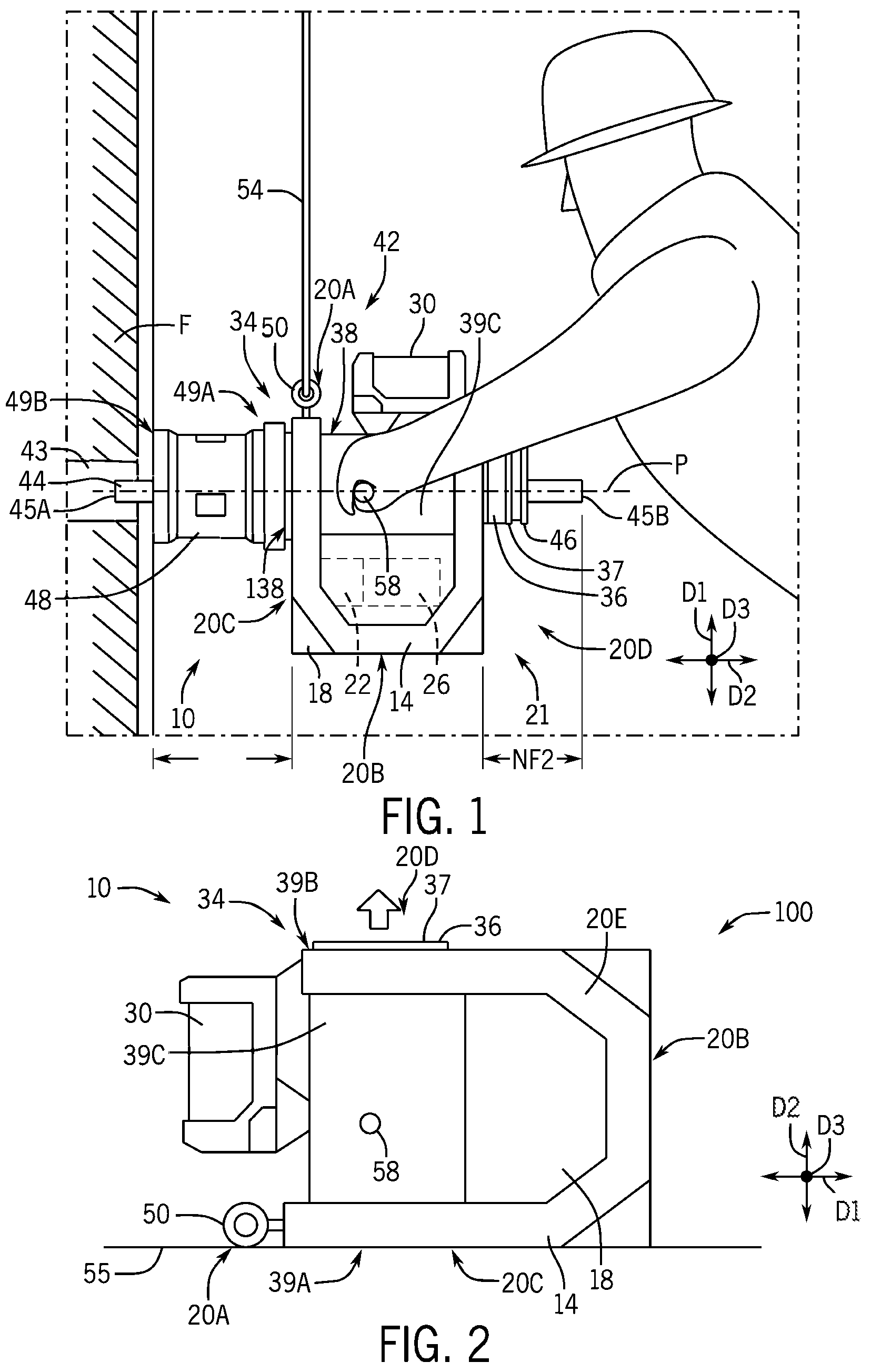 Patent US12331764 Figure 1 – Hydraulic jack assembly and pin puller assembly
