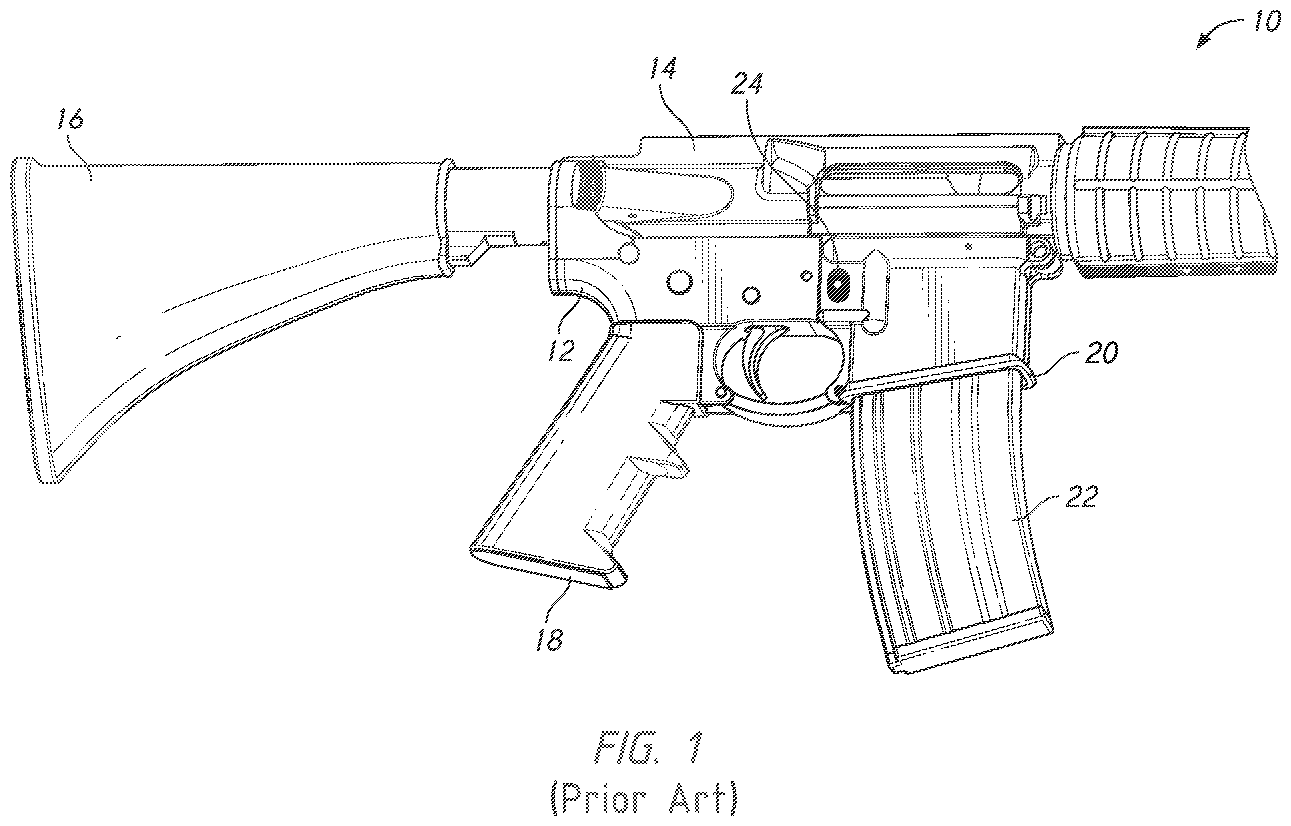Patent US12332006 — Firearm magazine retention system with positive positioning feature — Figure 1