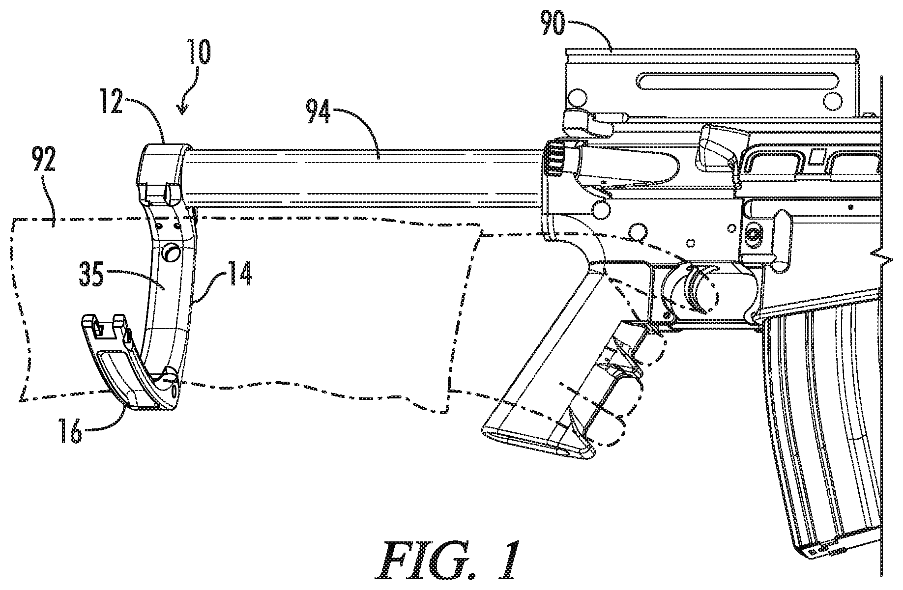 Patent US12332017 — Handgun brace — Figure 1