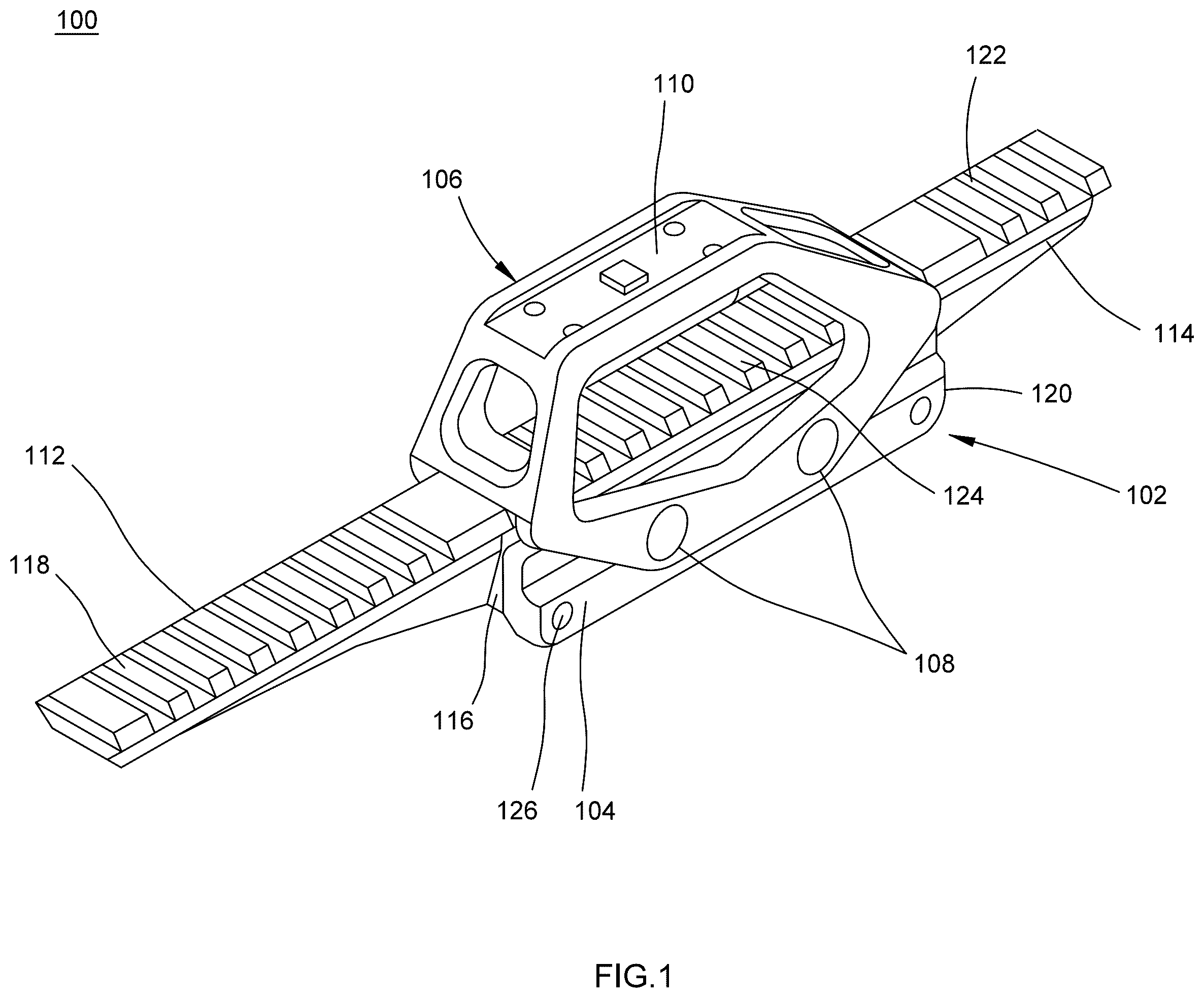 Patent US12332022 — Optics mount and riser system for a firearm — Figure 1