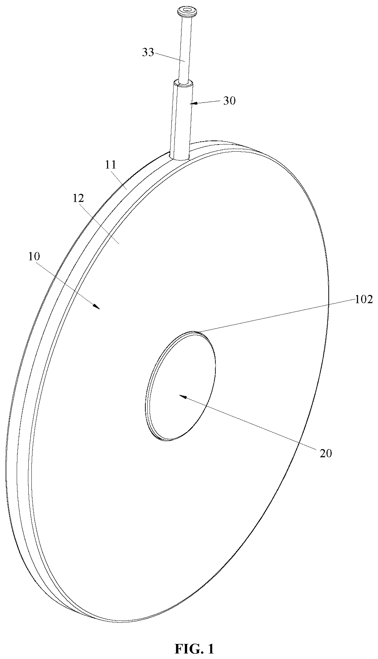 Patent US12332030 Figure 1 – Feedback device for ejecting items upon hitting target surface