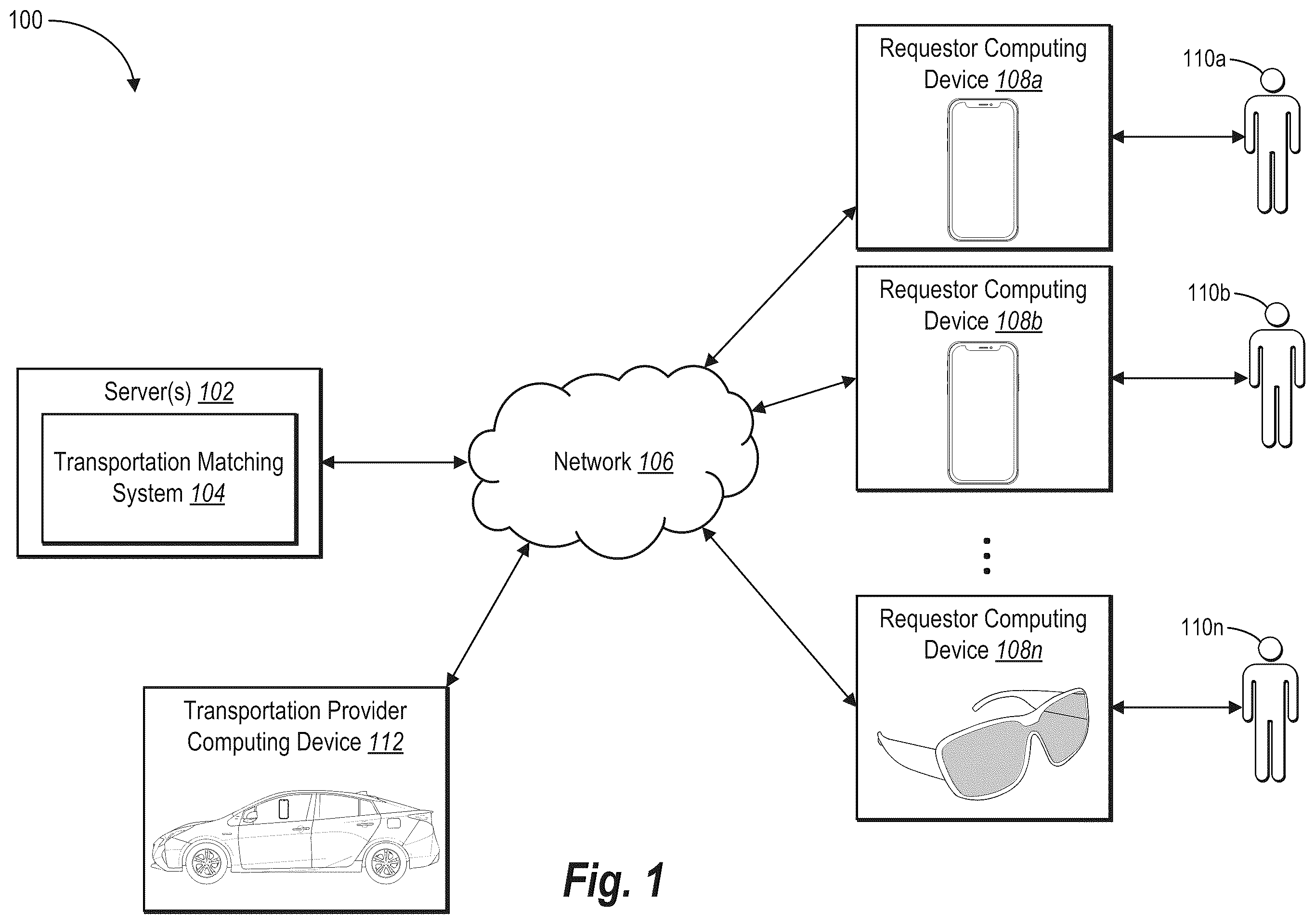Patent US12332060 — Localizing transportation requests utilizing an image based transportation request interface — Figure 1