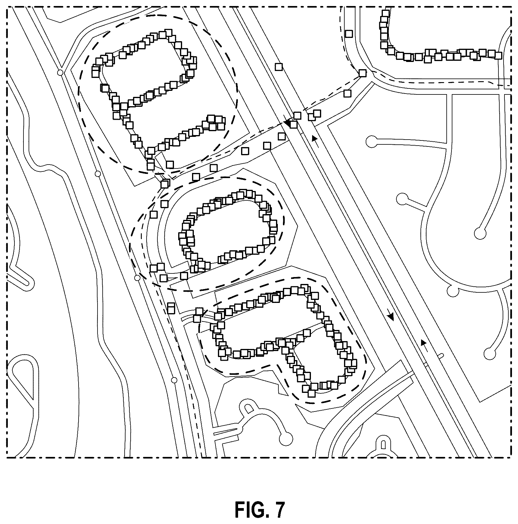 Patent US12332073 Figure 9 – System and method for efficient customer and container on-property service based on collection of off-street data for a waste / recycling service vehicle