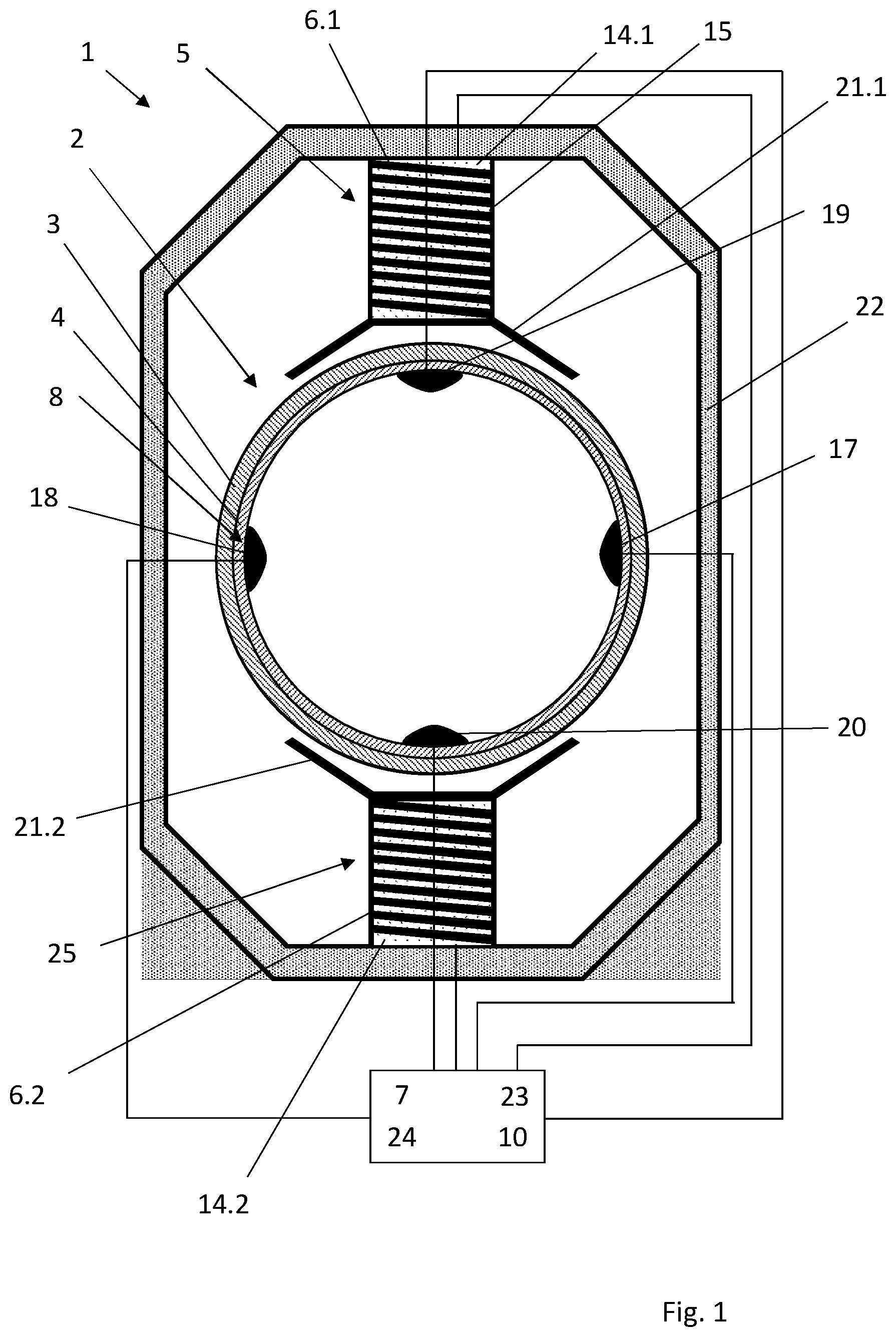 Patent US12332096 — Magneto-inductive flow measurement device — Figure 1