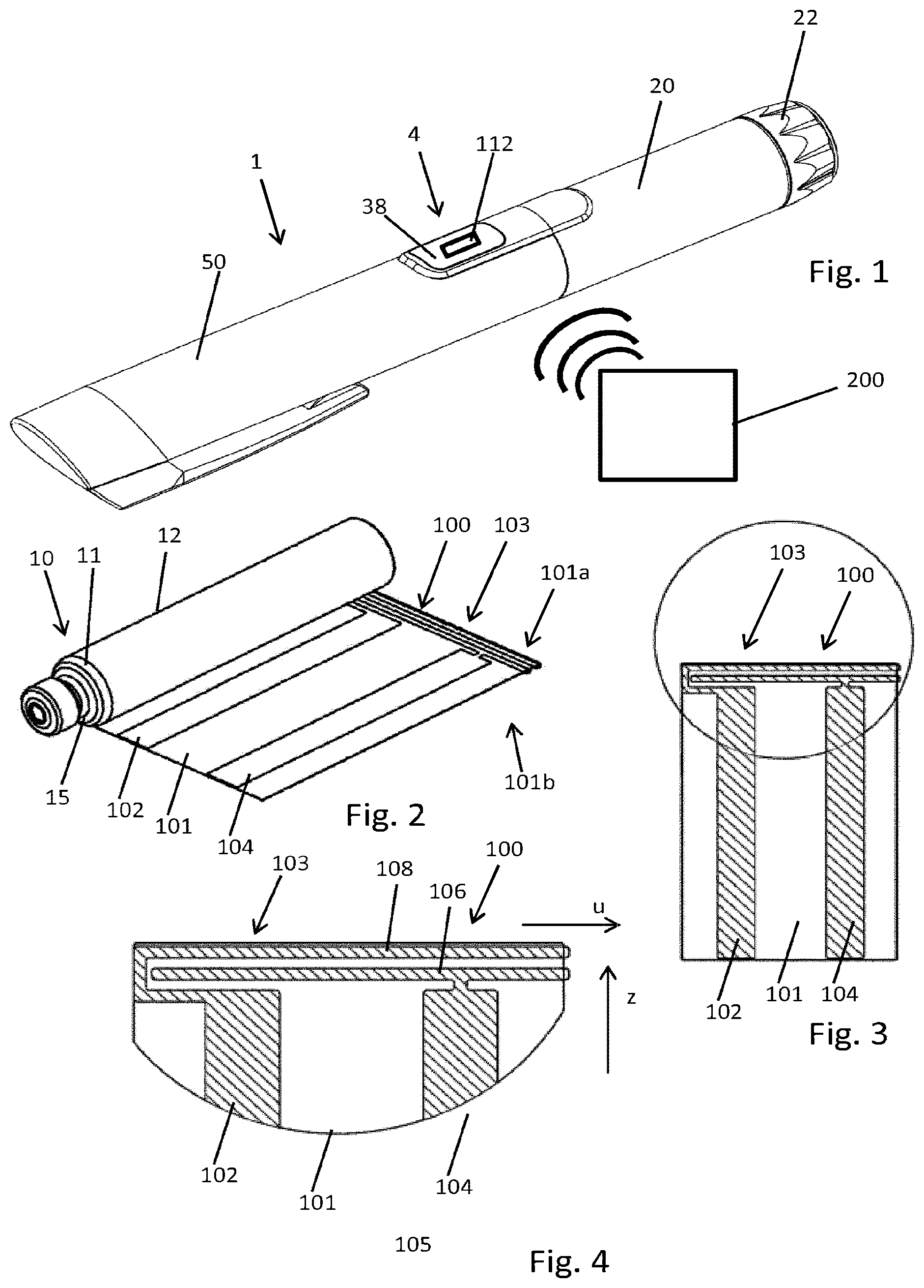 Patent US12332104 — Sensor, cartridge and drug delivery device — Figure 1