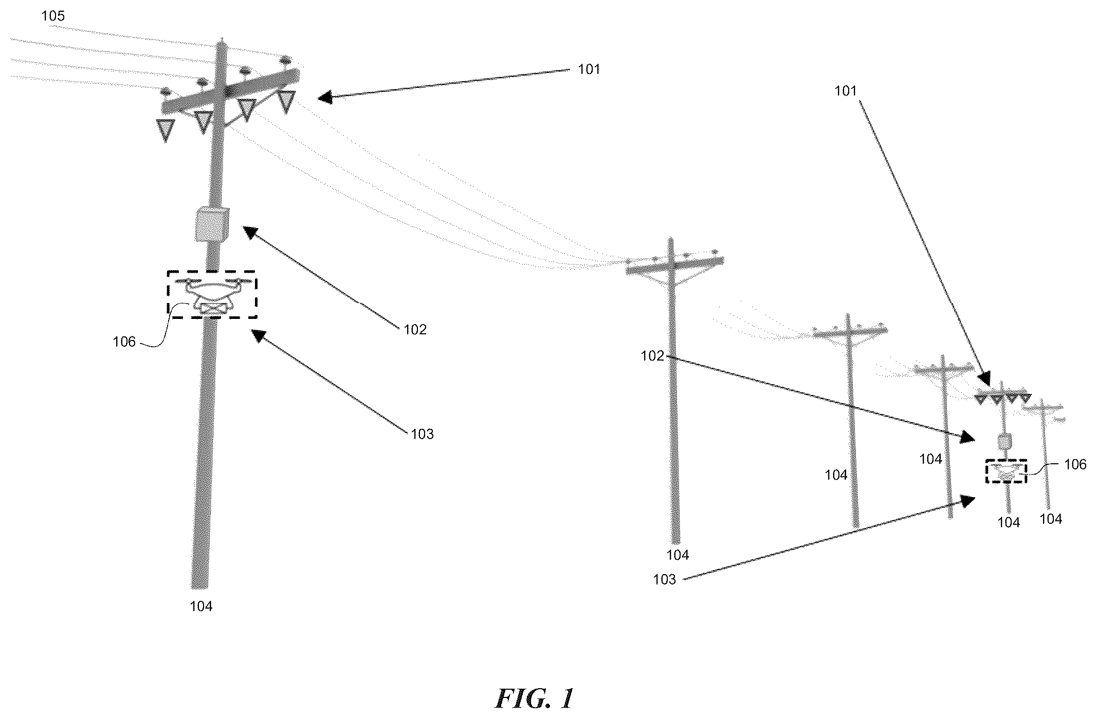 Patent US12332284 — Drone system for powerline inspection using radio frequency scanning techniques — Figure 1