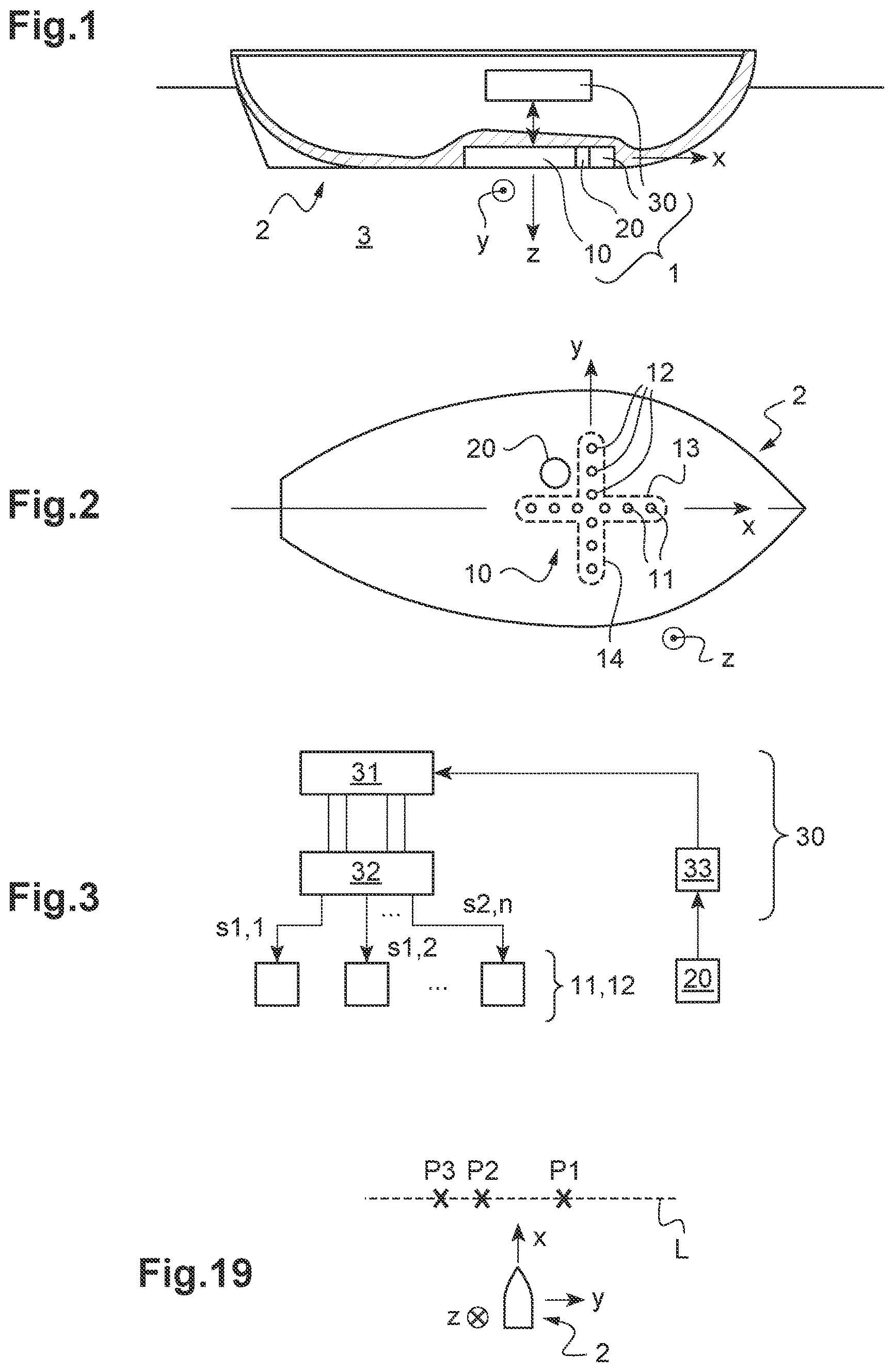 Patent US12332348 — Depointable parametric echosounder, and method for characterizing a portion of the sub-bottom of a subaquatic environment — Figure 1