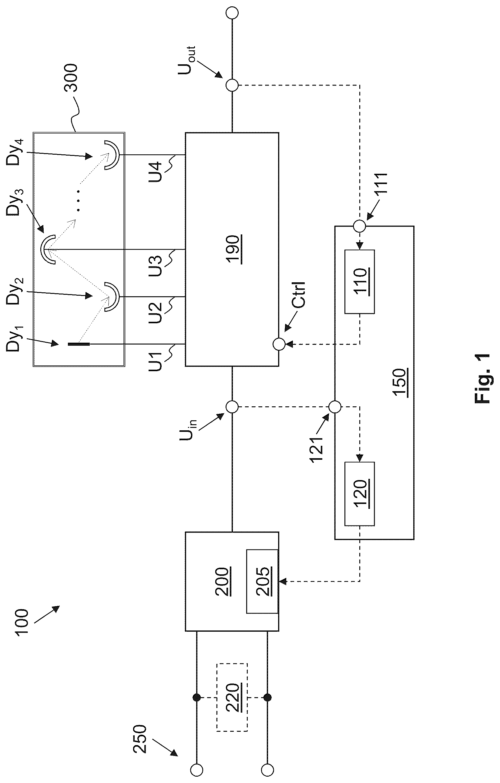 Patent US12332392 — Generation of a high voltage to supply a photomultiplier — Figure 1