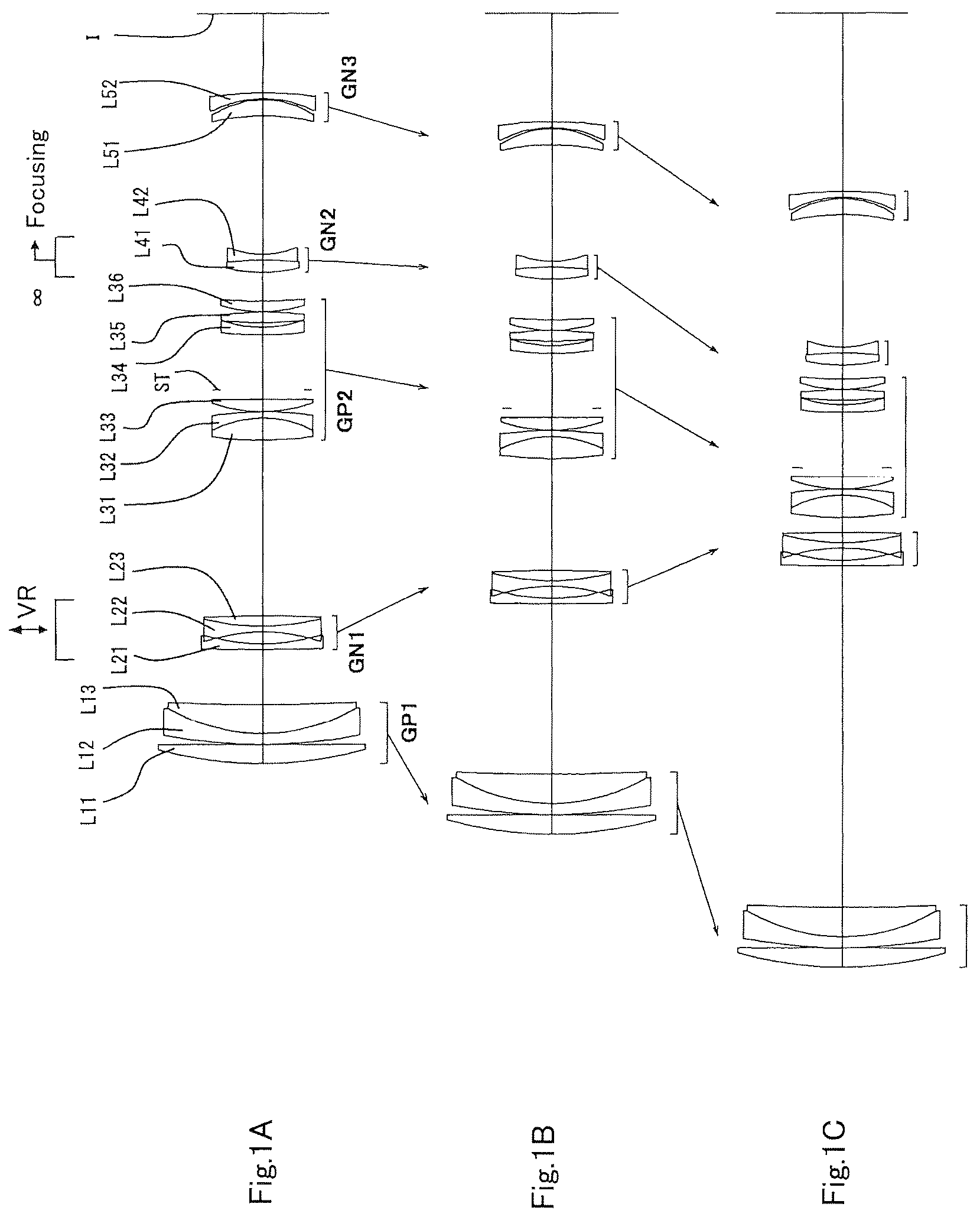 Patent US12332413 — Variable magnification optical system, optical equipment, and method for producing variable magnification optical system — Figure 1
