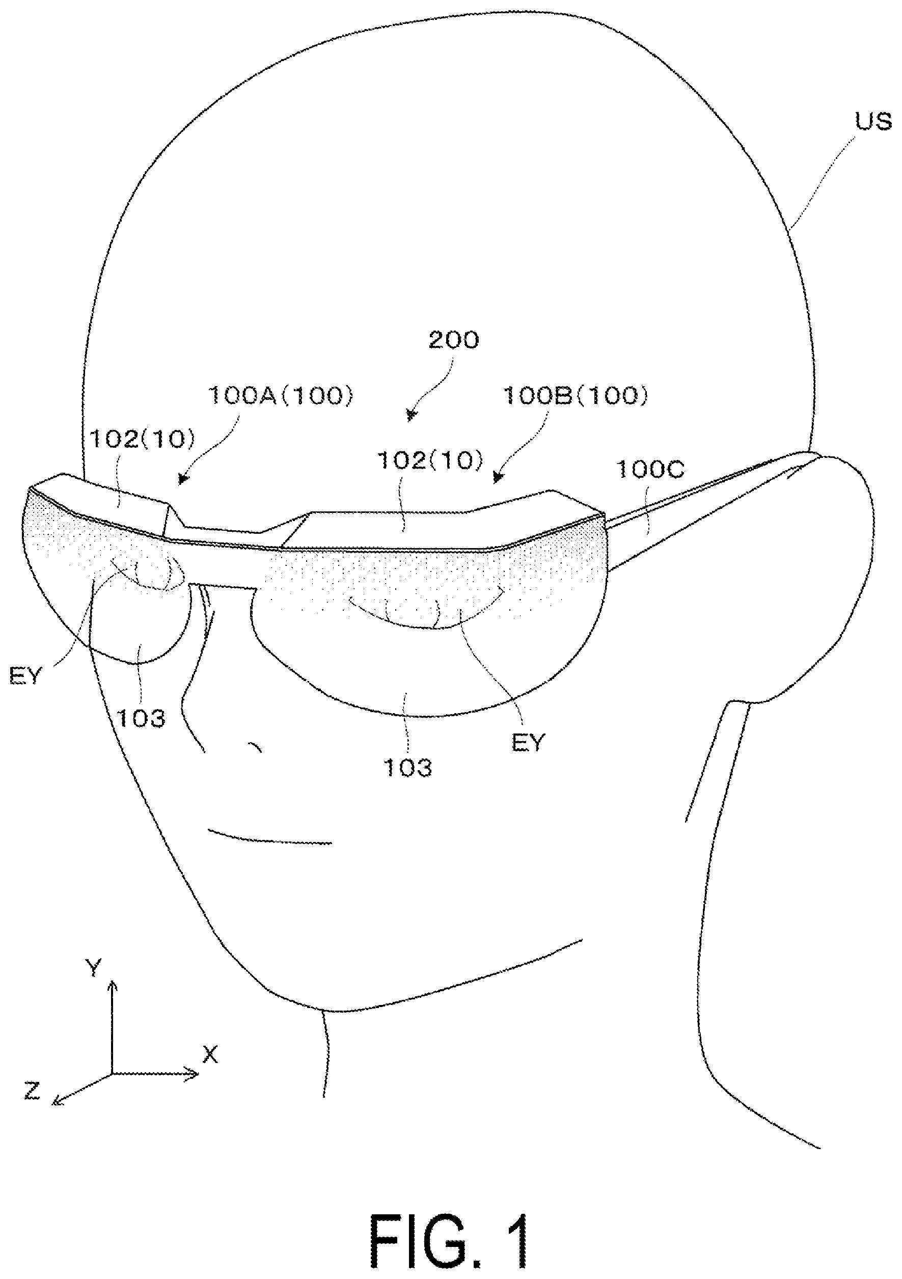 Patent US12332441 — Display device and optical unit — Figure 1