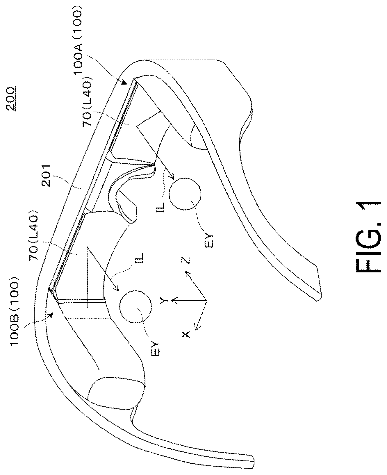 Patent US12332467 — Diffractive optical member and virtual image display device — Figure 1