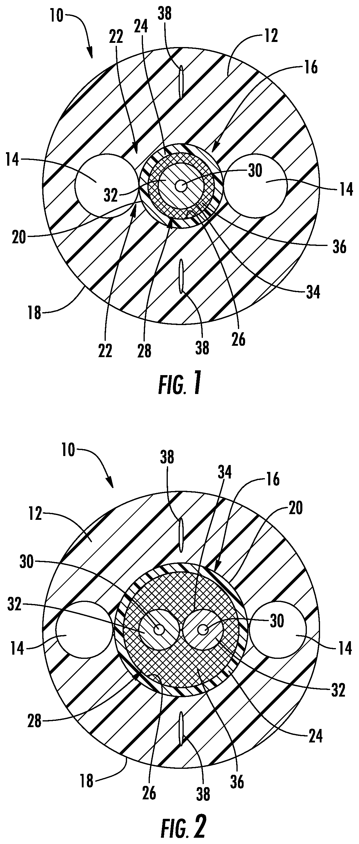 Patent US12332492 — Jetting optimized outdoor and indoor multi-function drop cable — Figure 1