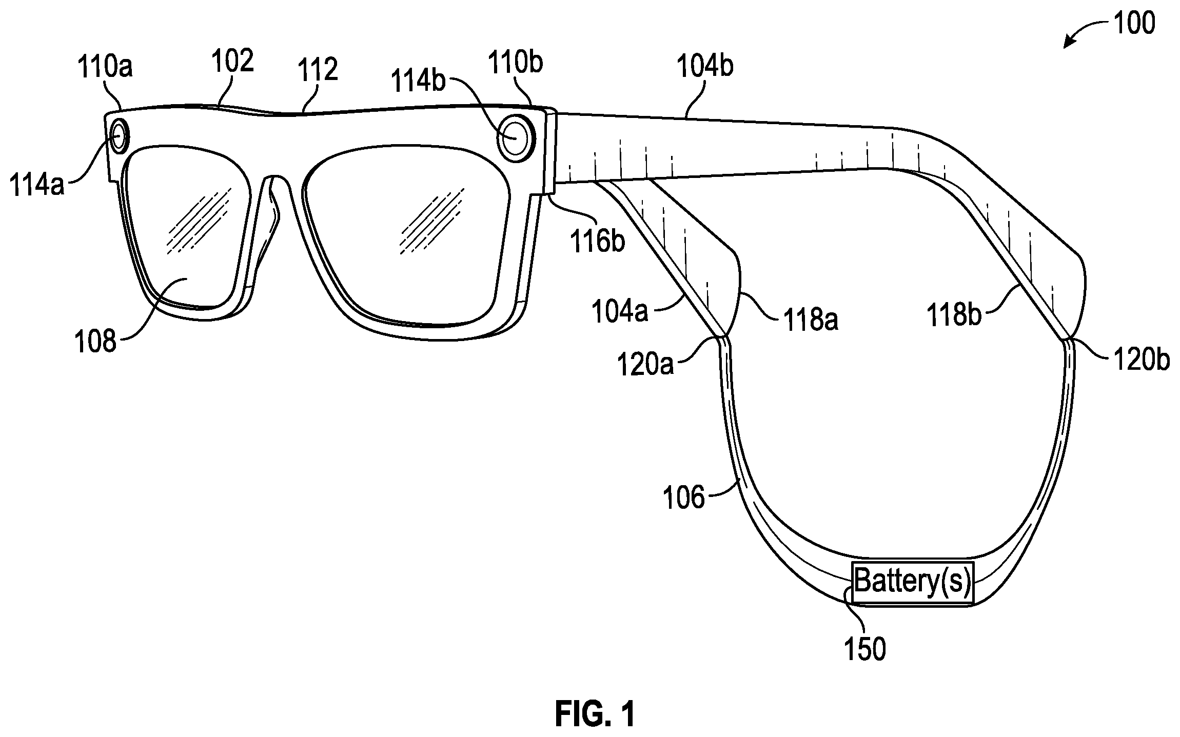 Patent US12332505 — Eyewear tether with battery — Figure 1
