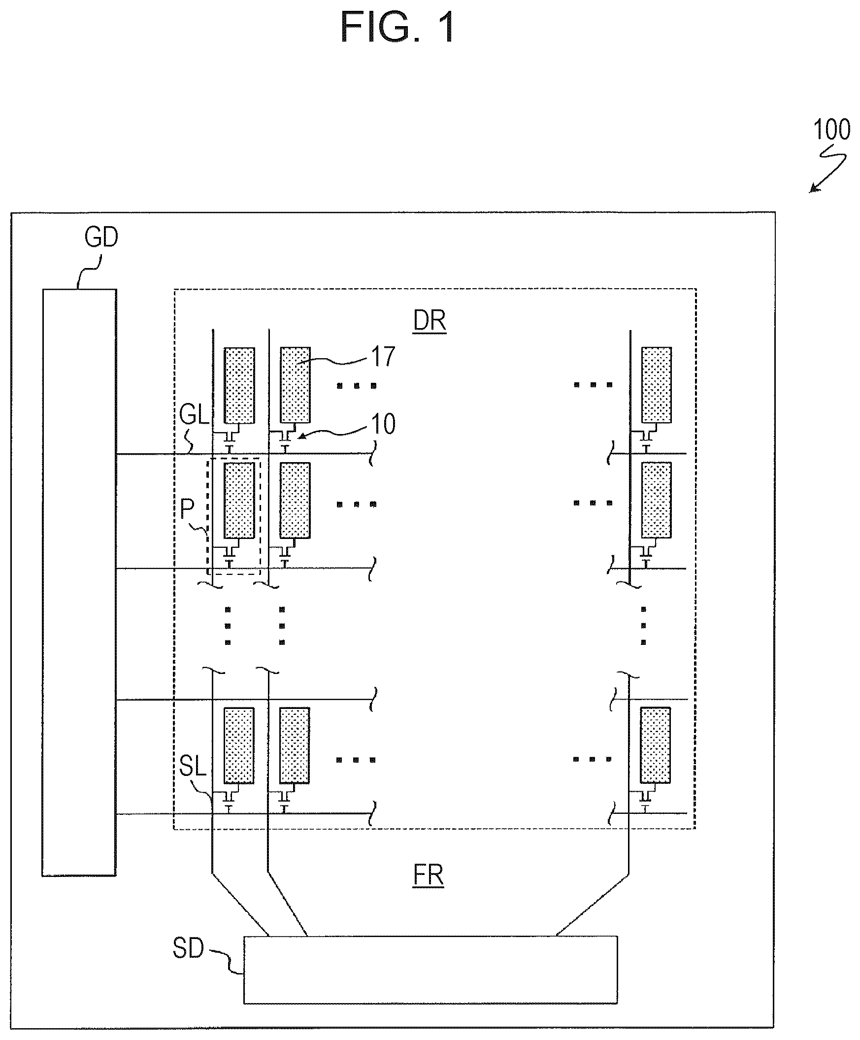 Patent US12332529 — Active matrix substrate and liquid crystal display apparatus — Figure 1