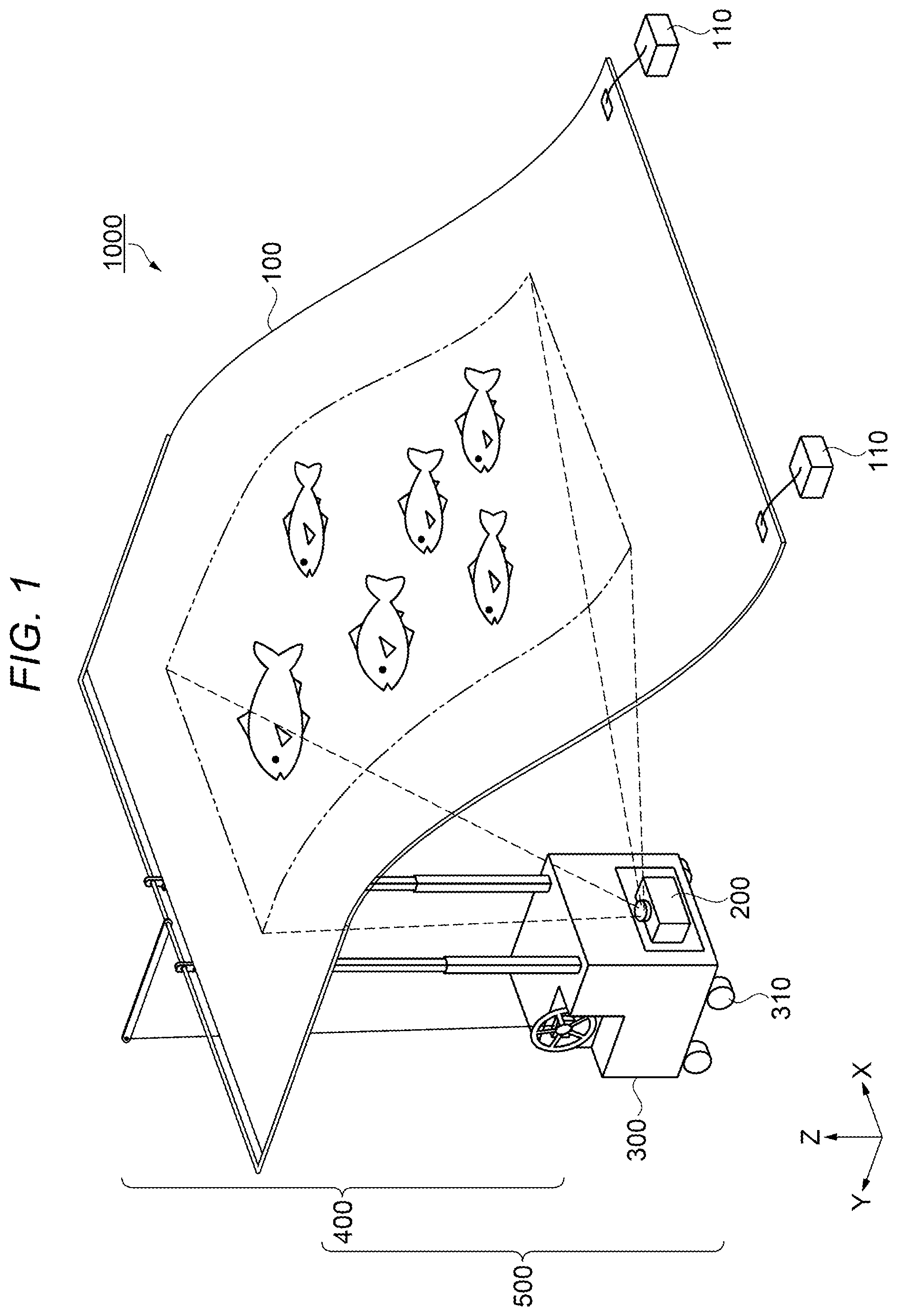 Patent US12332554 — Projection system — Figure 1